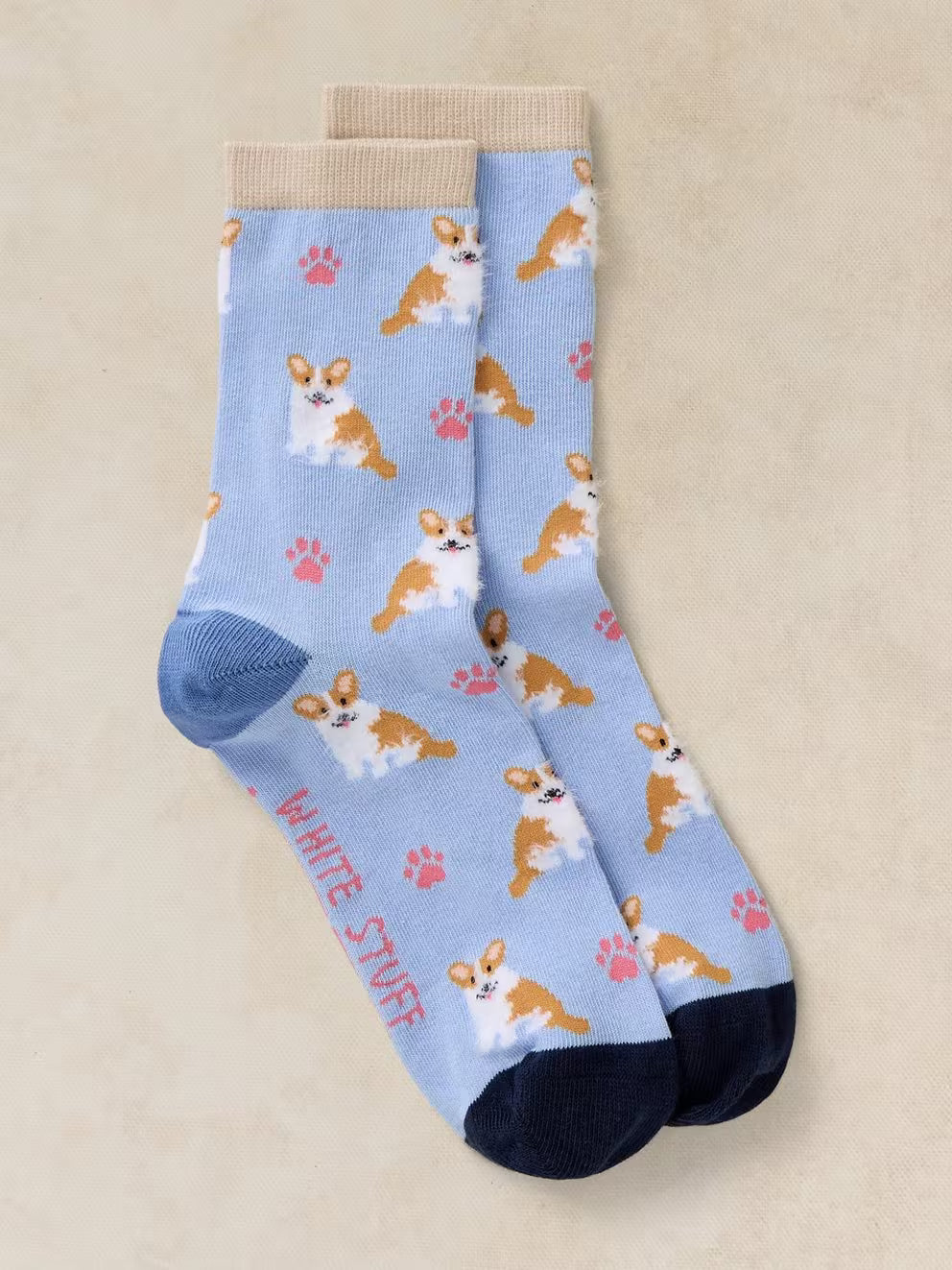 White Stuff Fluffy Corgi Ankle Sock - Blue Multi