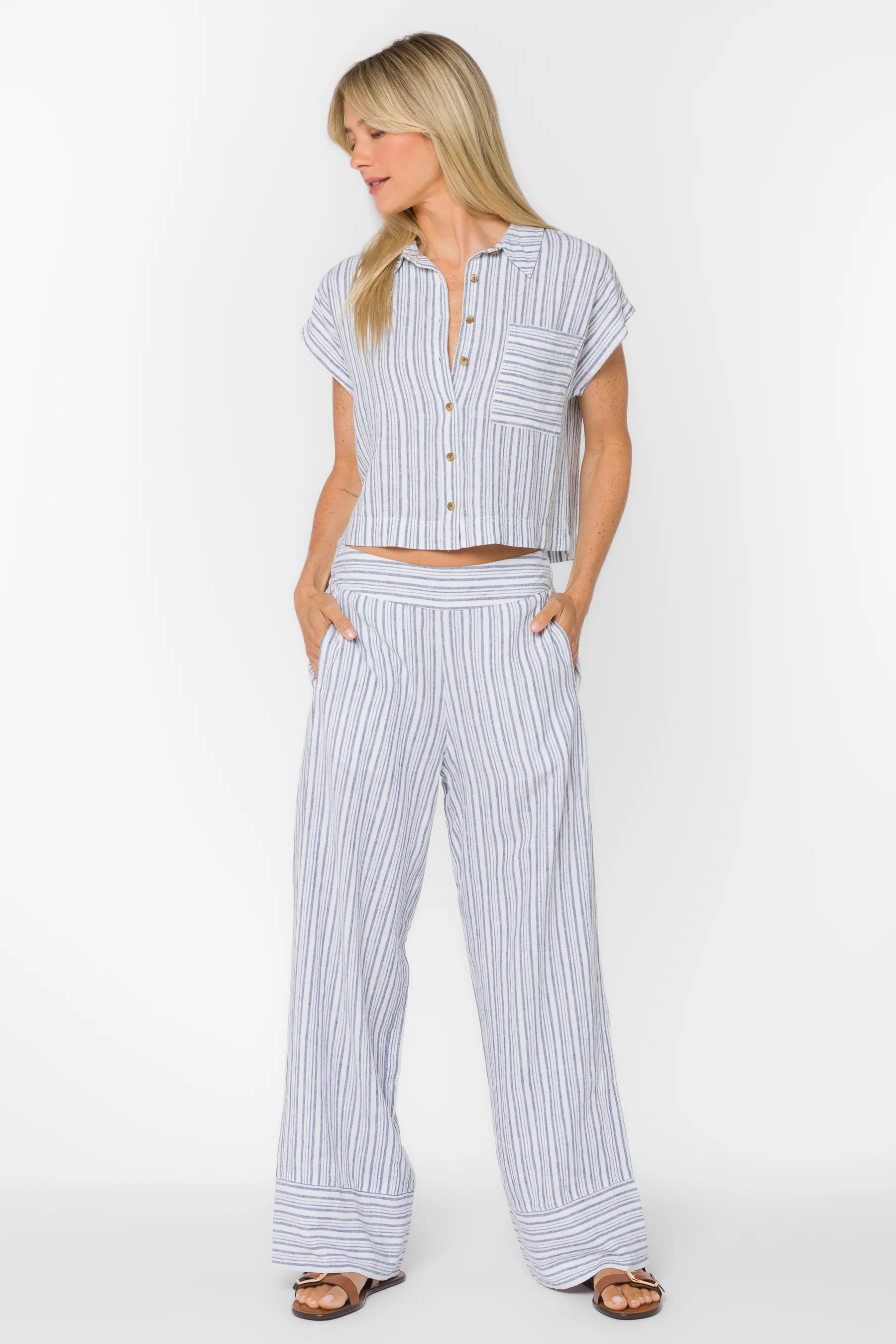 Velvet Heart Dana Pant - Washed Blue Stripe