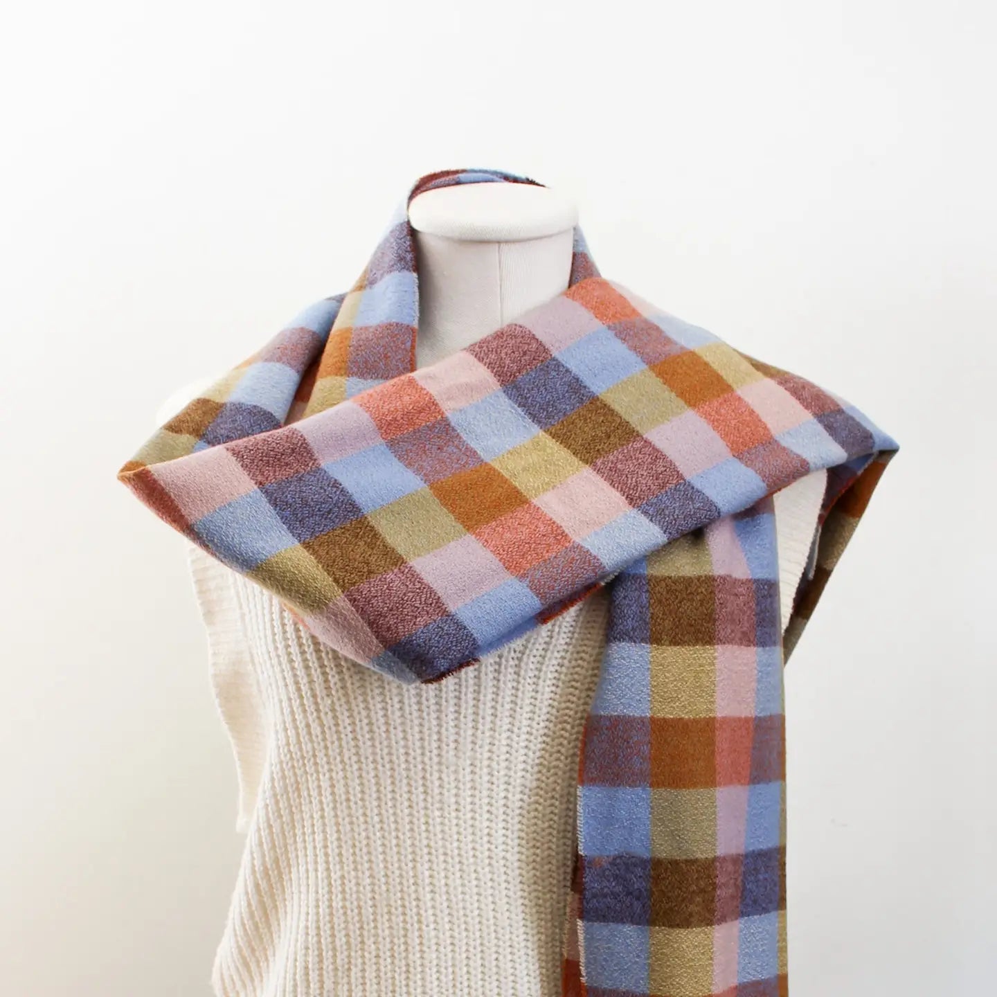 La-a Sole Daphne Winter Scarf - Blue & Tan
