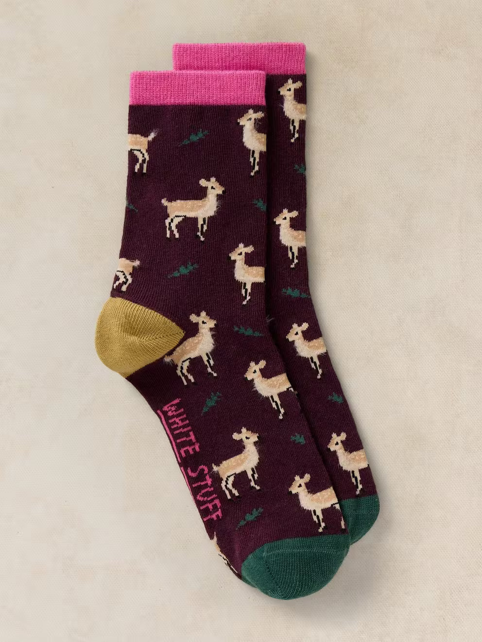 White Stuff Oh Deer Ankle Sock - Dark Plum