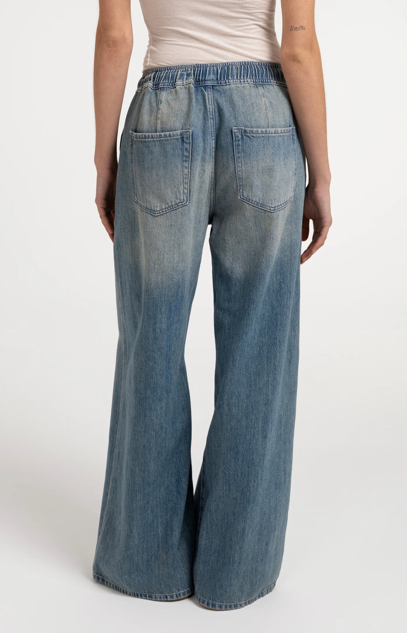 Yaya Pull On Denim Trousers - Mid Blue