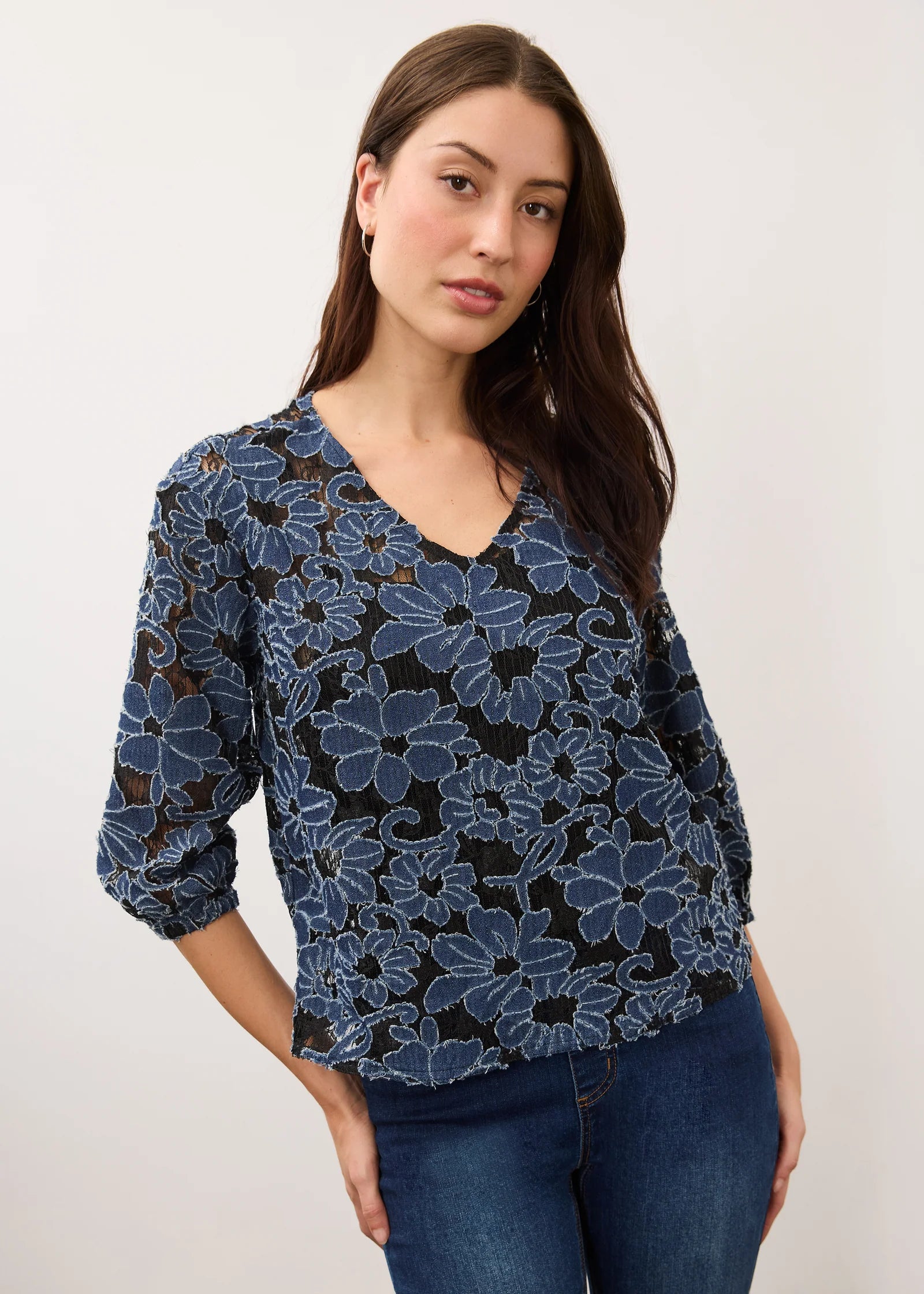 FDJ Denim Lace Popover - Denim