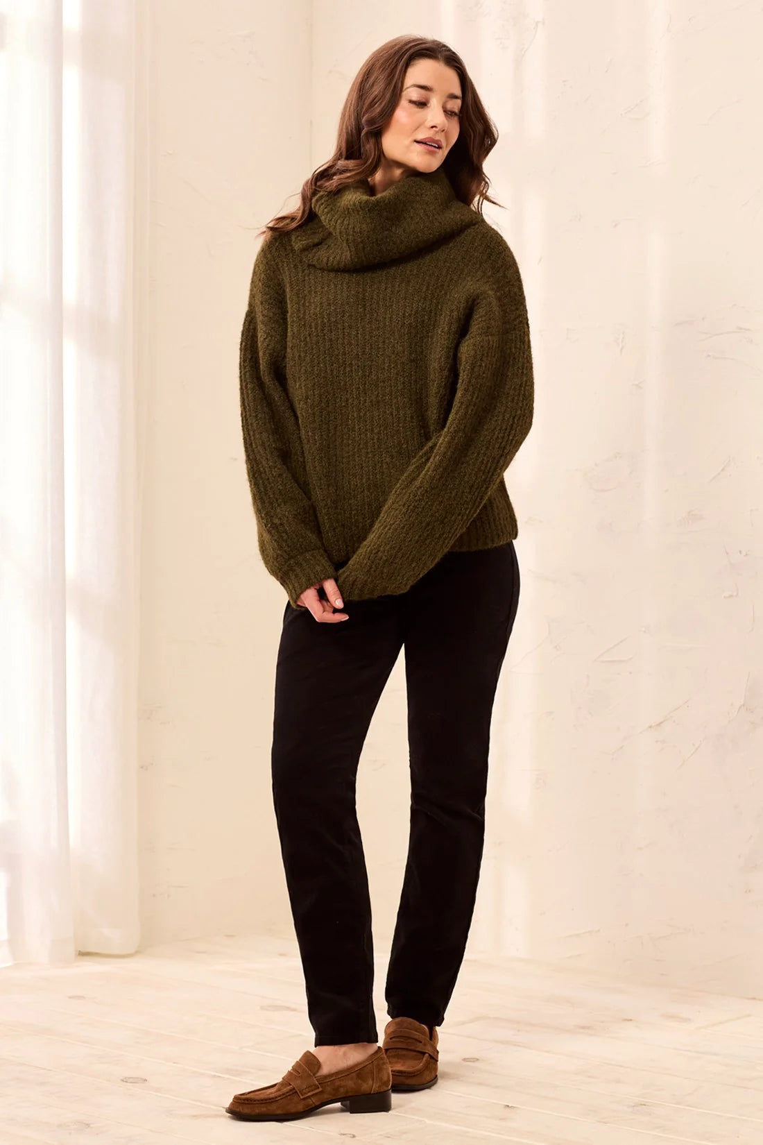 Tribal Funnel Neck Sweater - Cedar