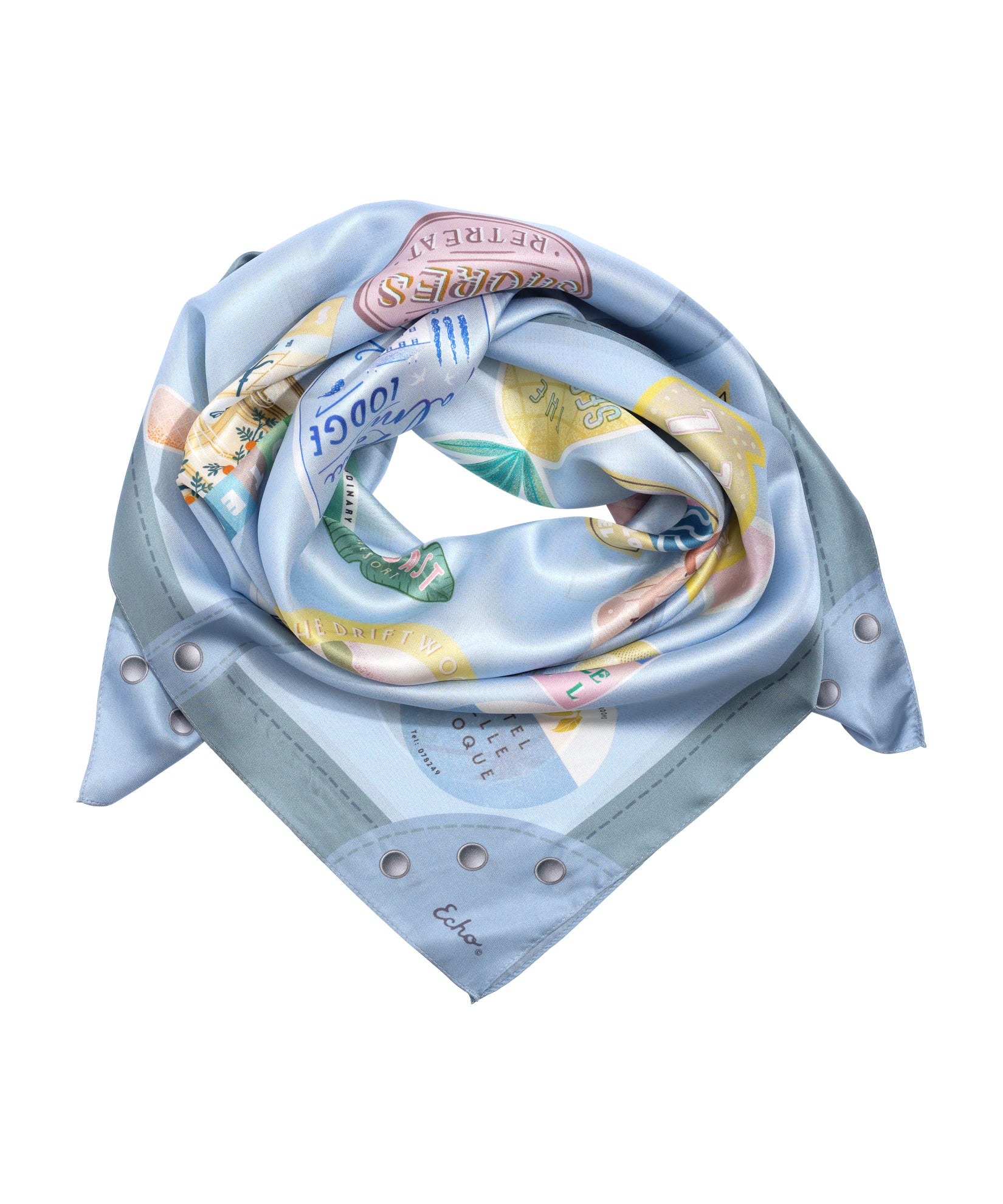 Echo Travel Stickers Silk Square - Blue Shadow