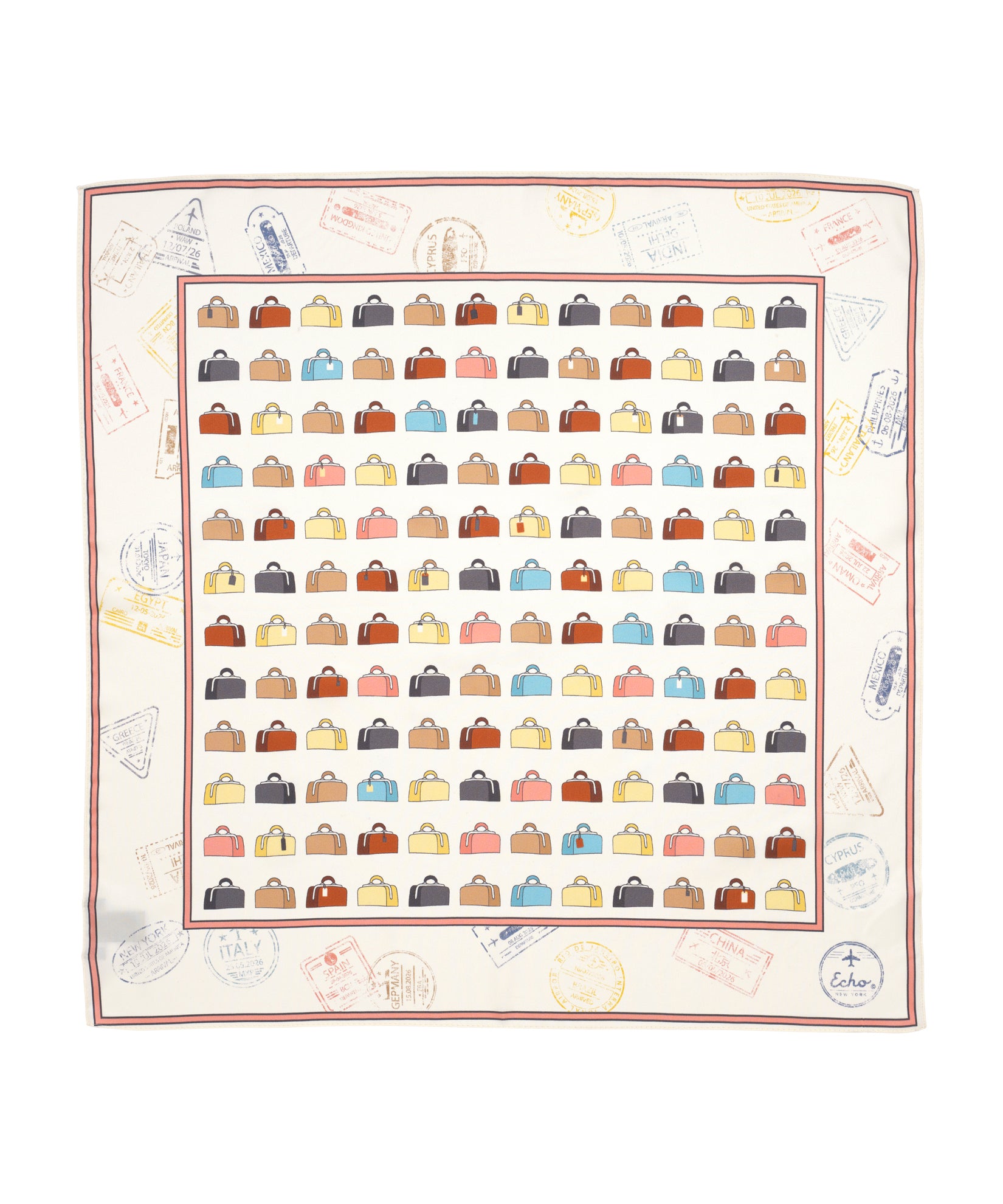 Echo Vintage Luggage Silk Square - Pebble