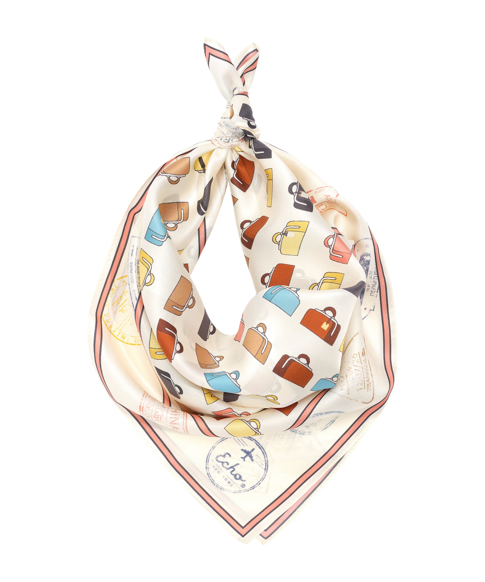 Echo Vintage Luggage Silk Square - Pebble