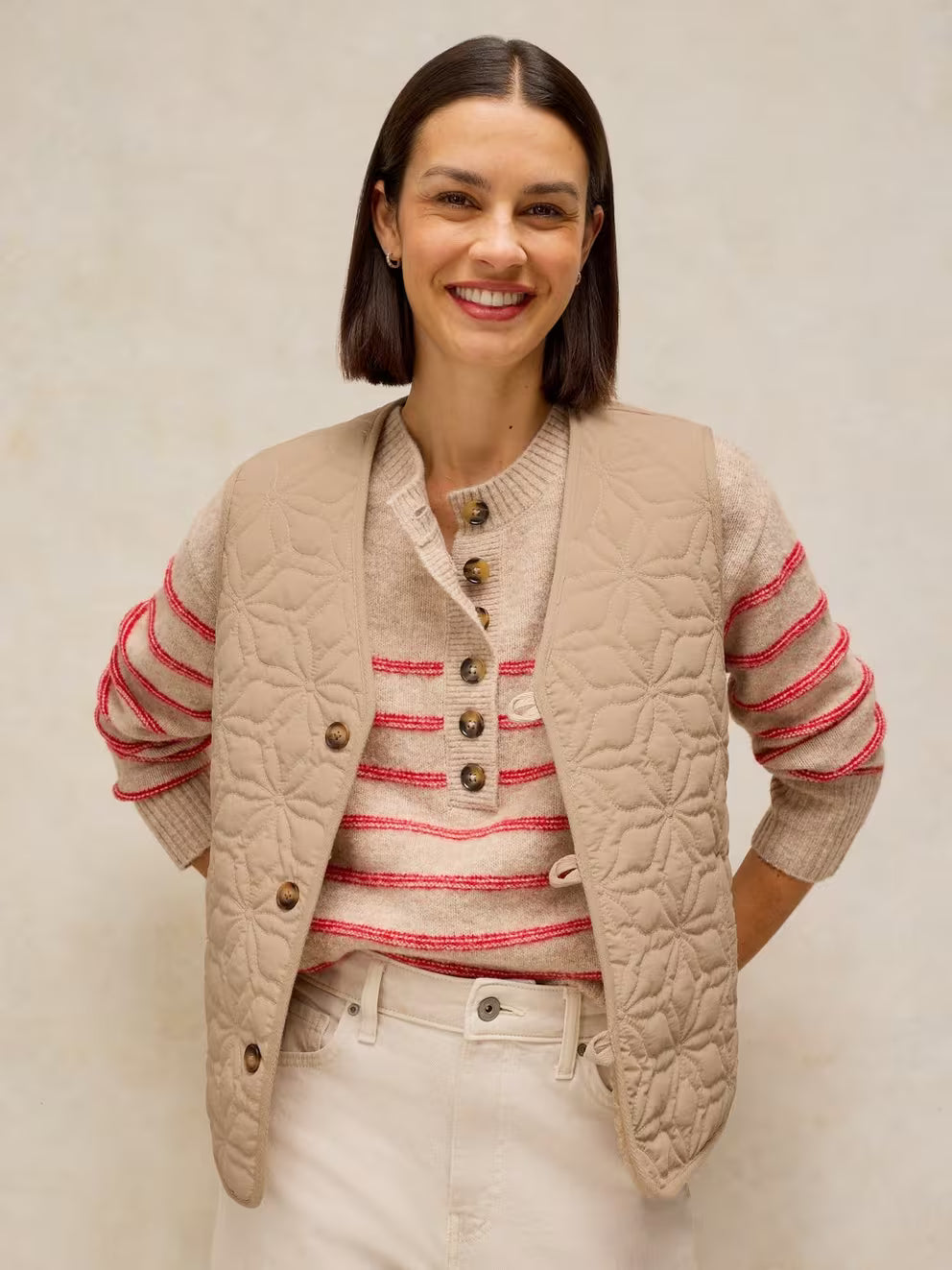 White Stuff Emery Vest - Light Natural