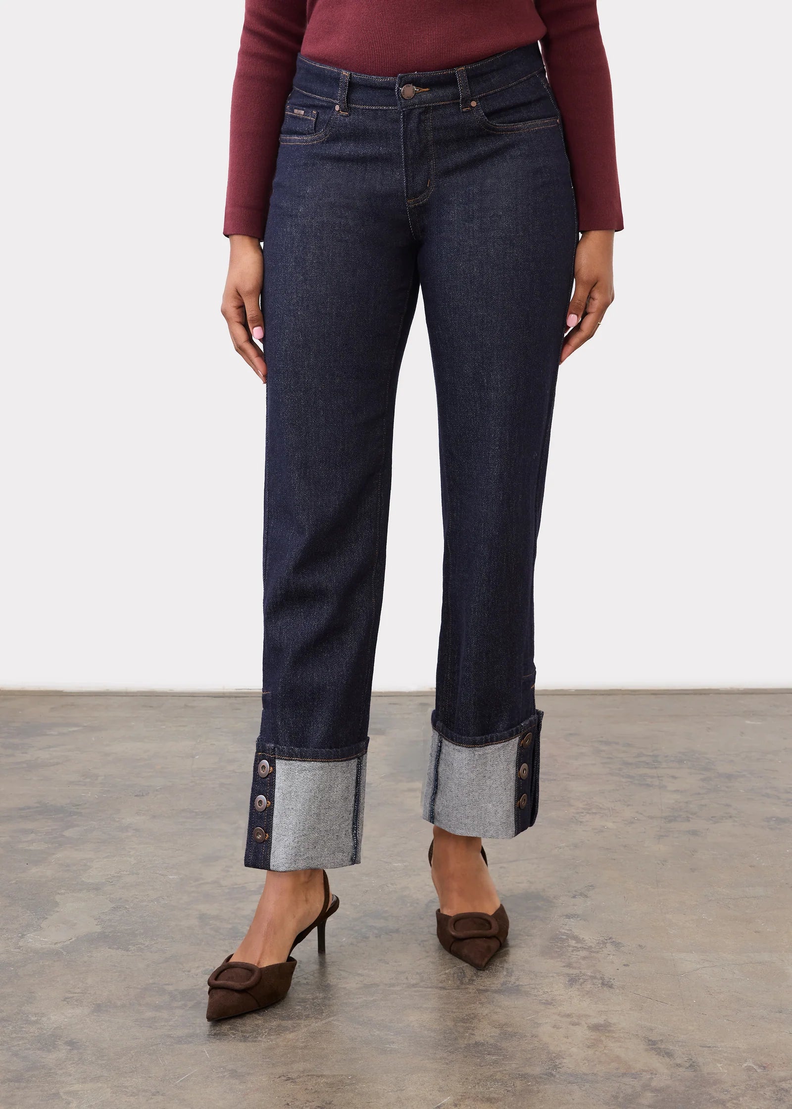 FDJ Olivia Button Cuff Vintage Denim - Forever Blue