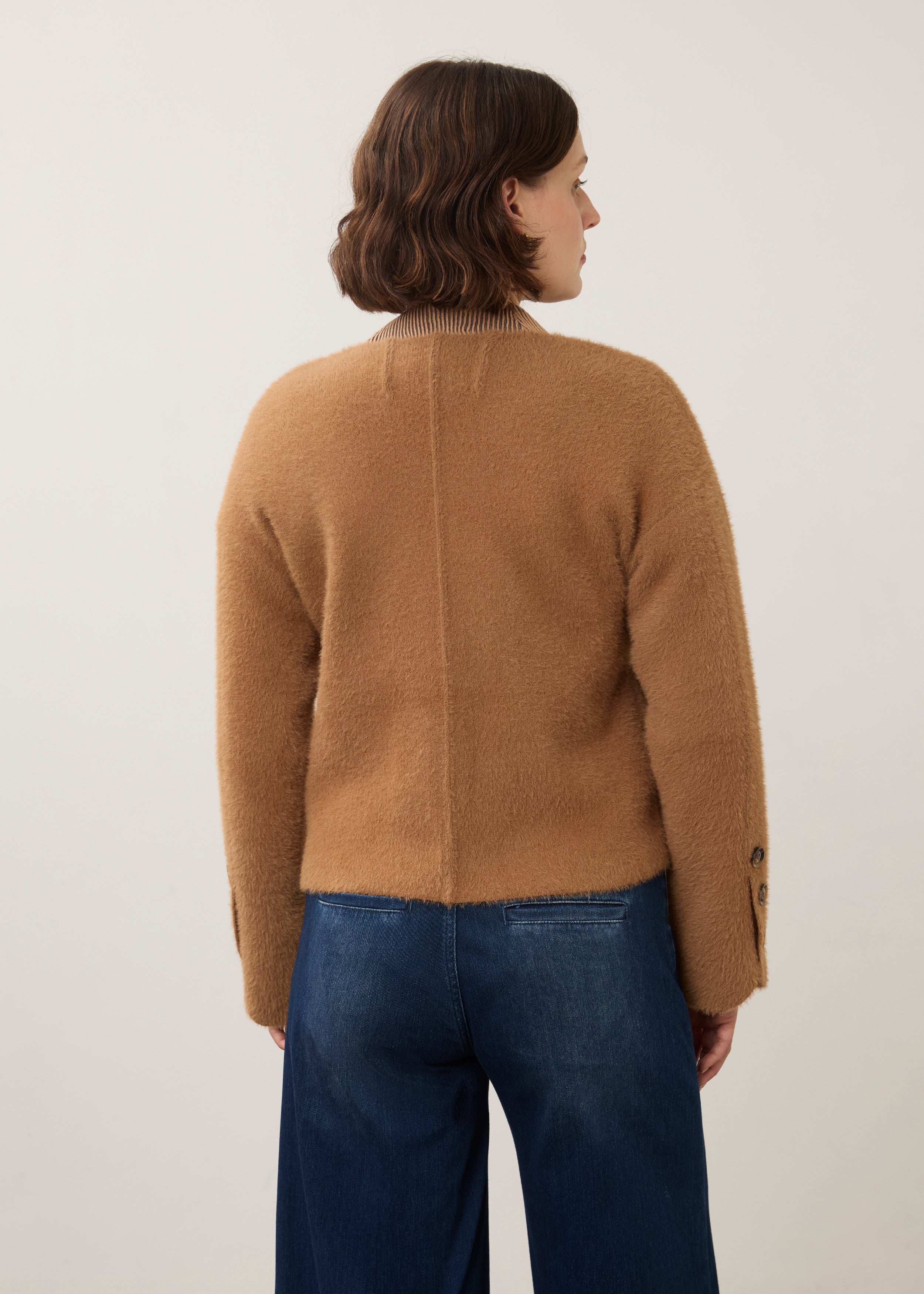 FDJ Collarless Knit Jacket - Camel