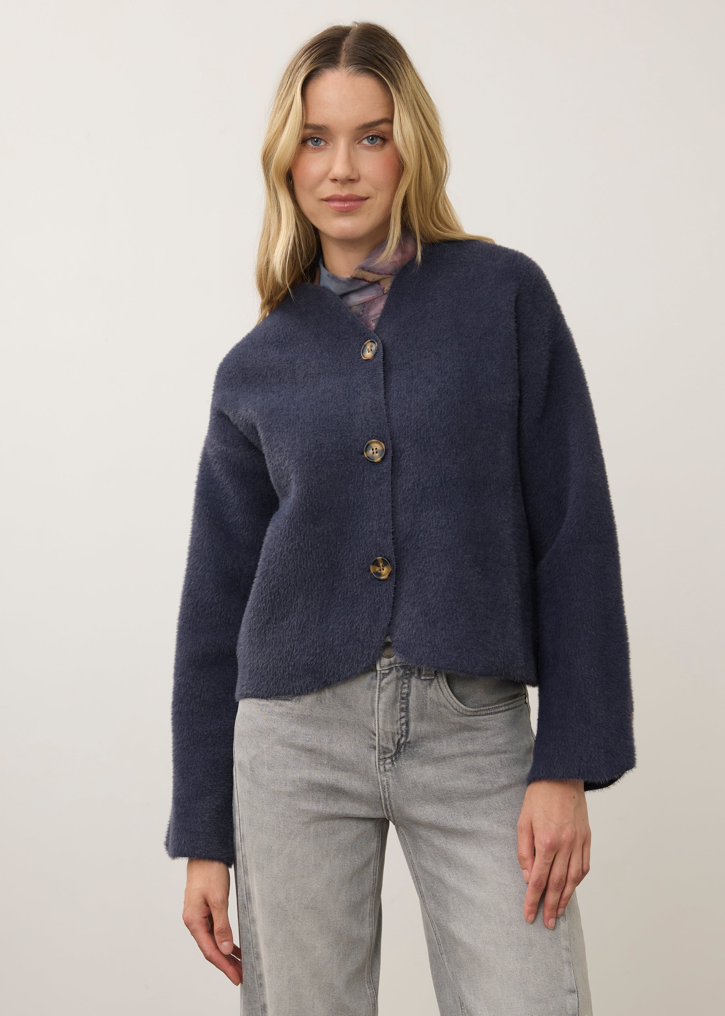 FDJ Collarless Knit Jacket - Storm