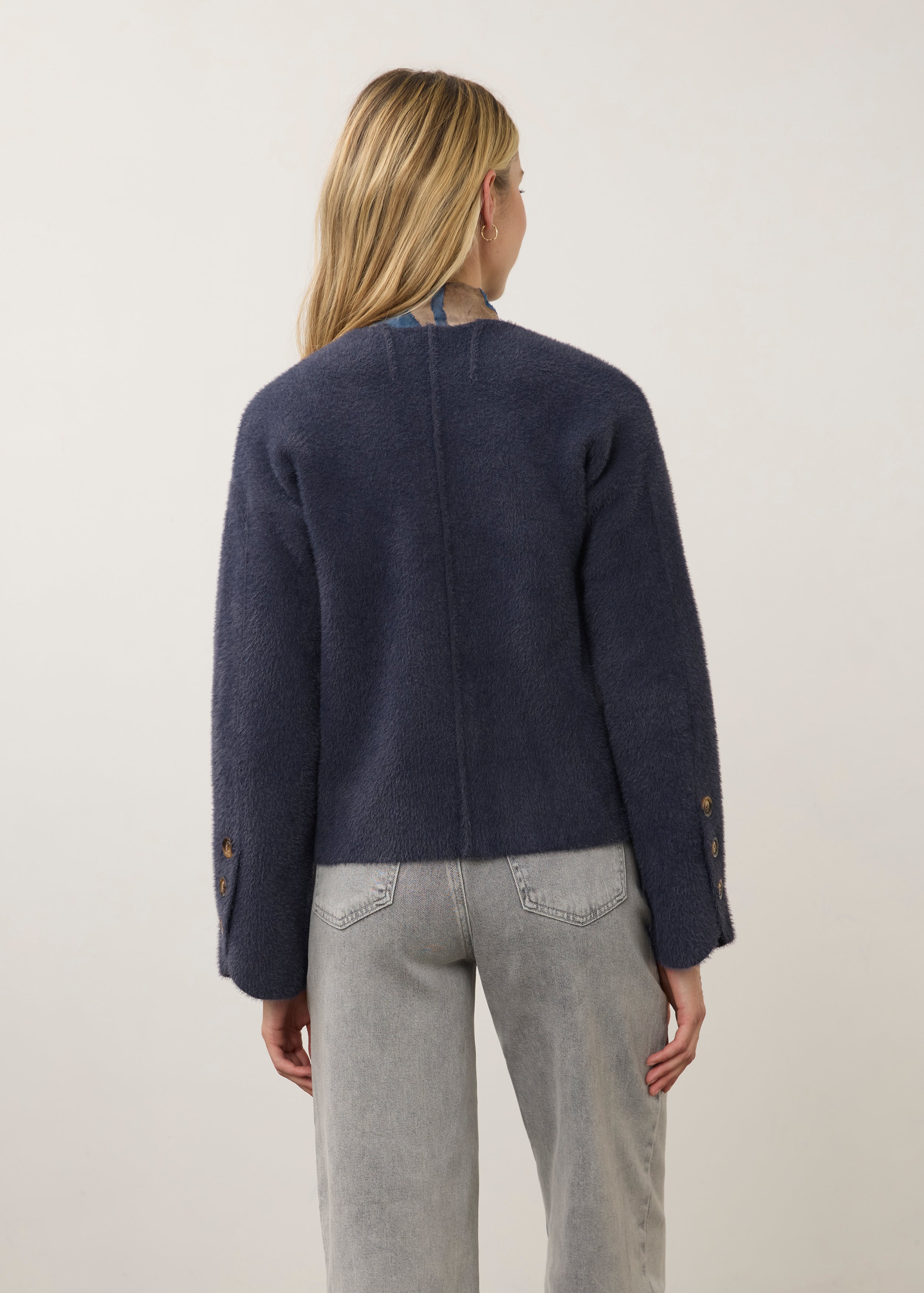 FDJ Collarless Knit Jacket - Storm