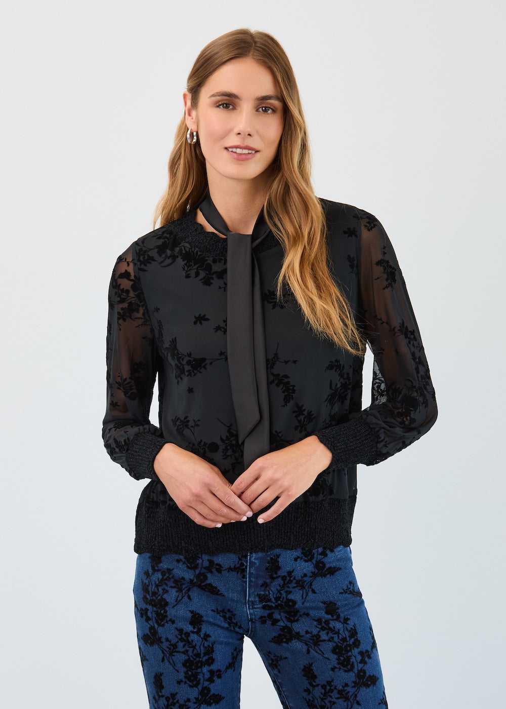 FDJ Flocked Mesh Sweater - Black