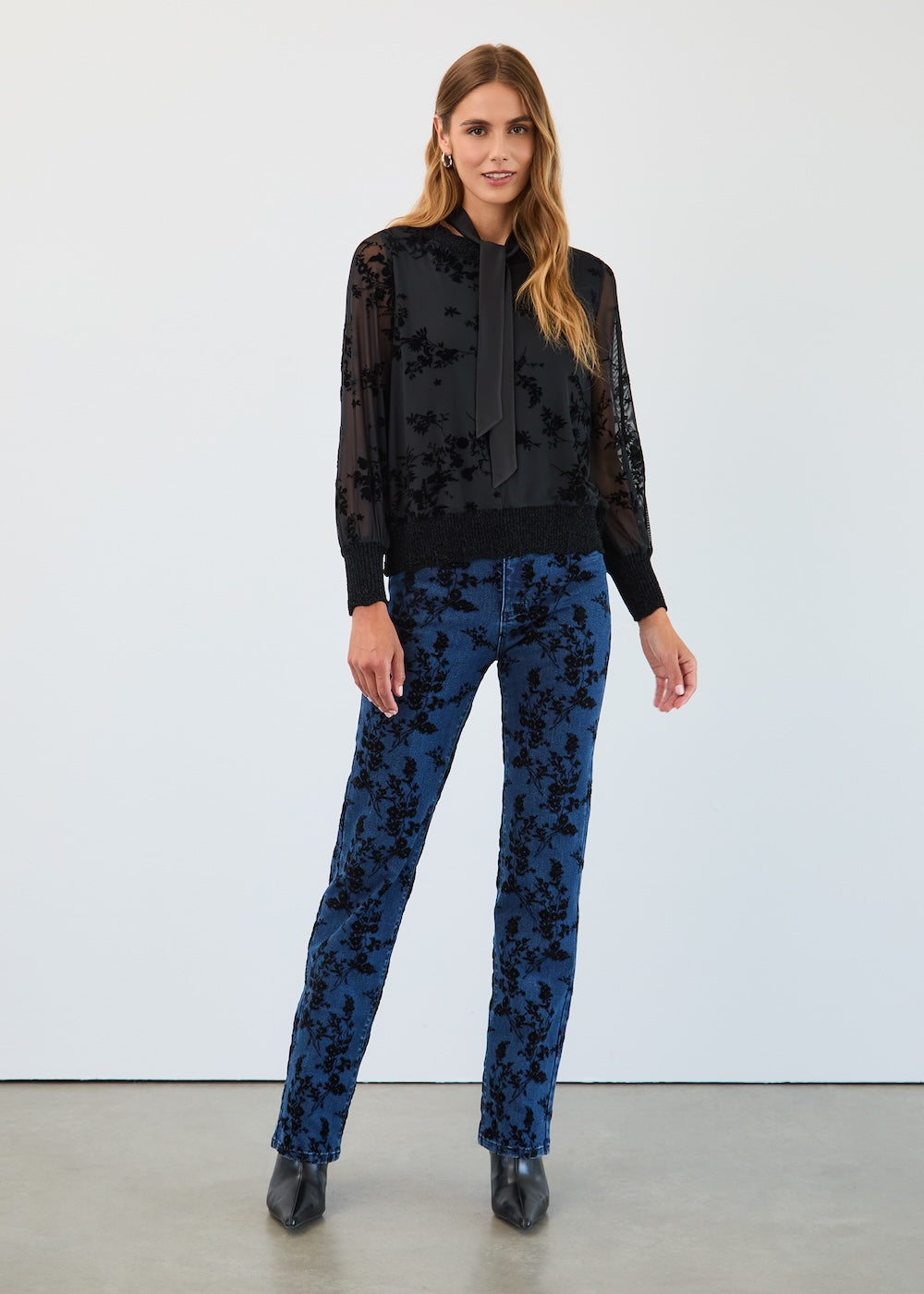 FDJ Flocked Mesh Sweater - Black