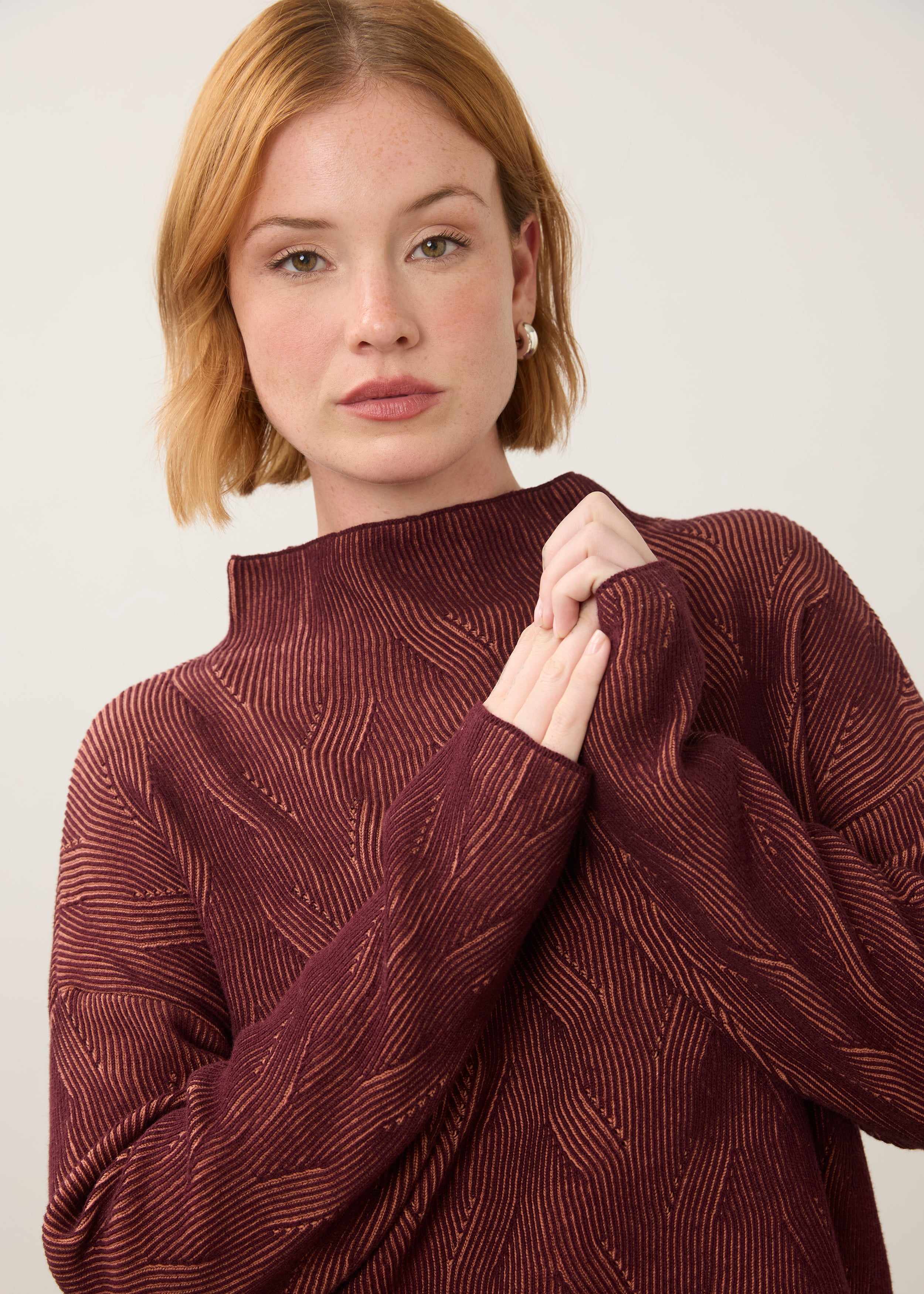 FDJ Long Sleeve Funnel Neck - Fig/Blush