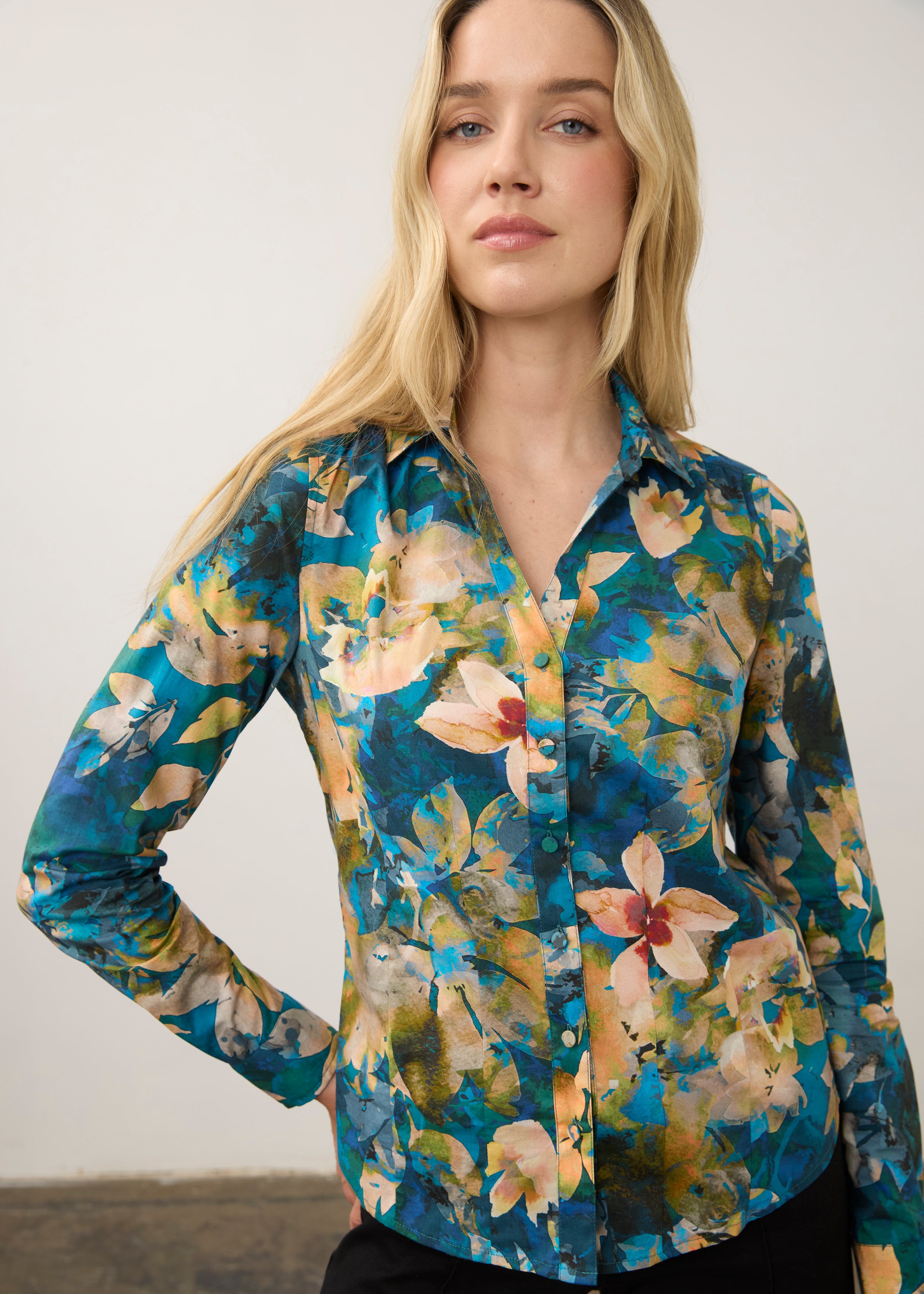 FDJ Long Sleeve Split Neck Shirt - Nocturne