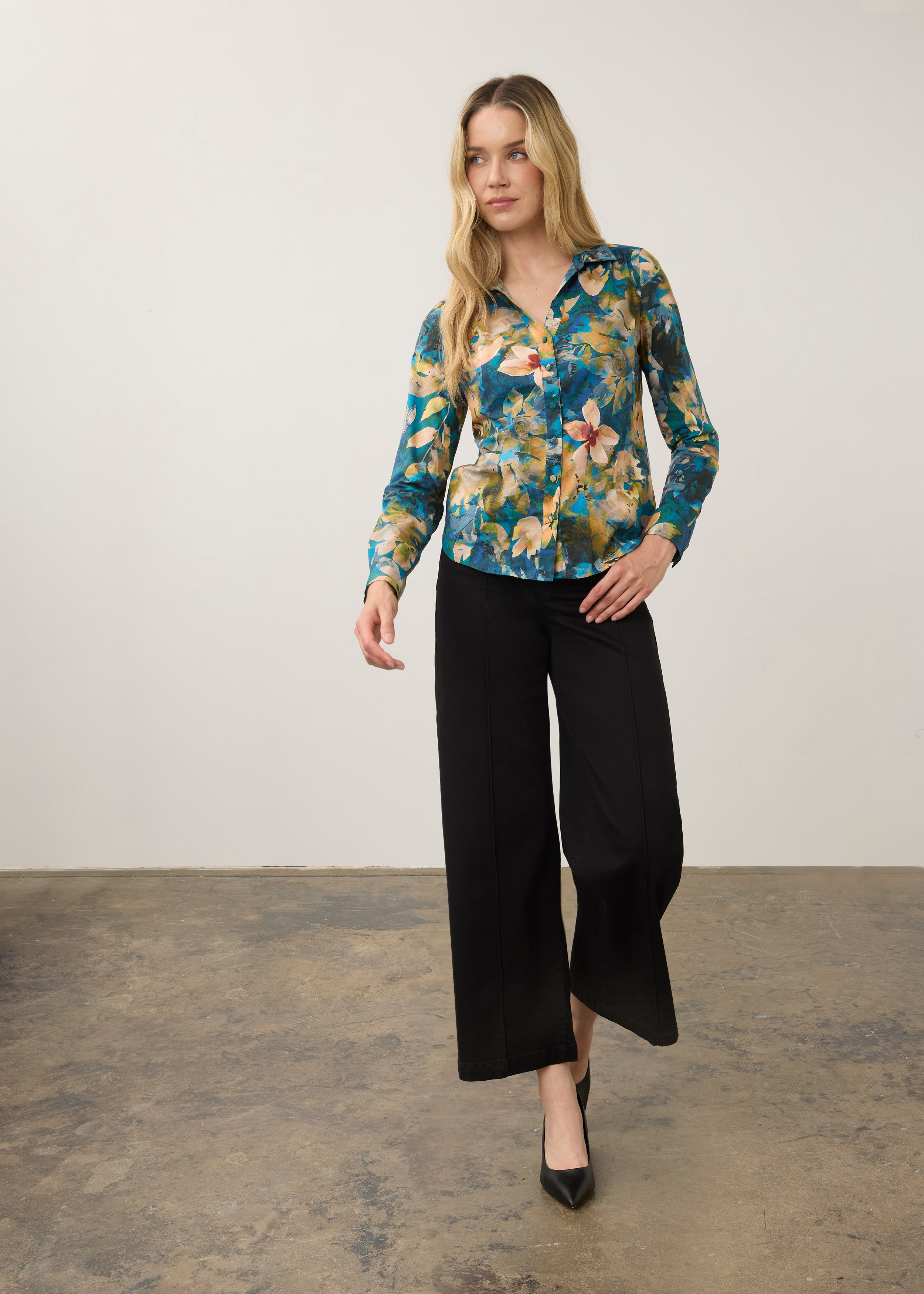 FDJ Long Sleeve Split Neck Shirt - Nocturne