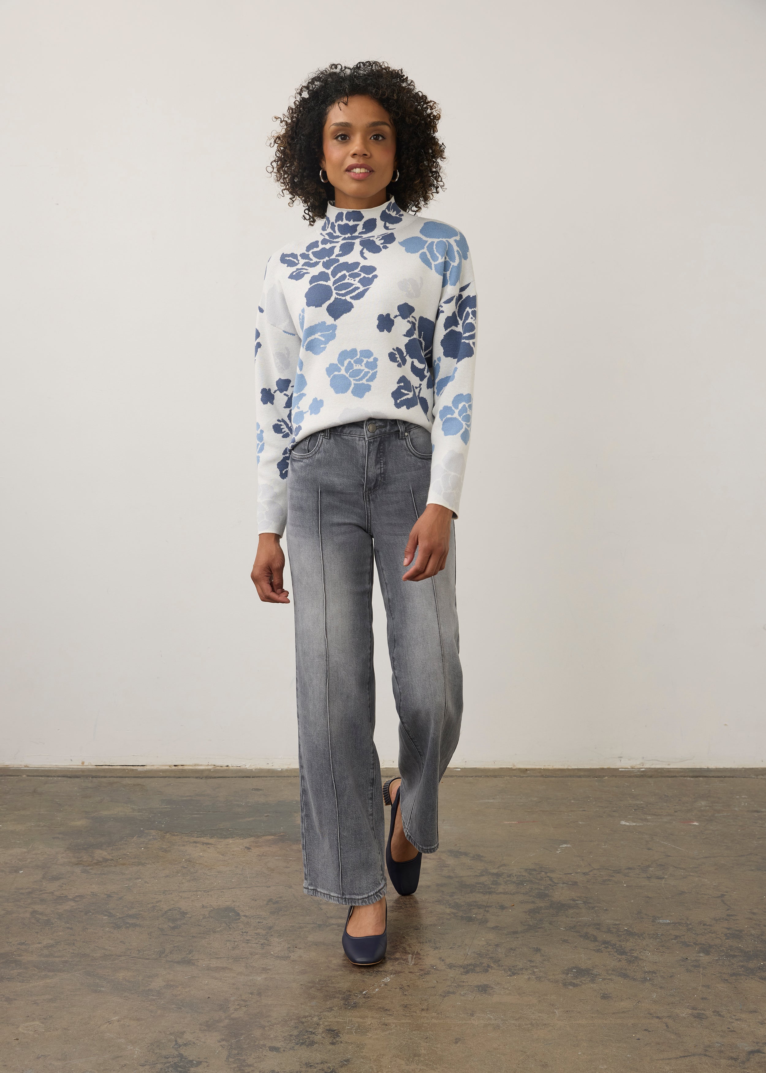 FDJ Mockneck Loose Sweater - Indigo