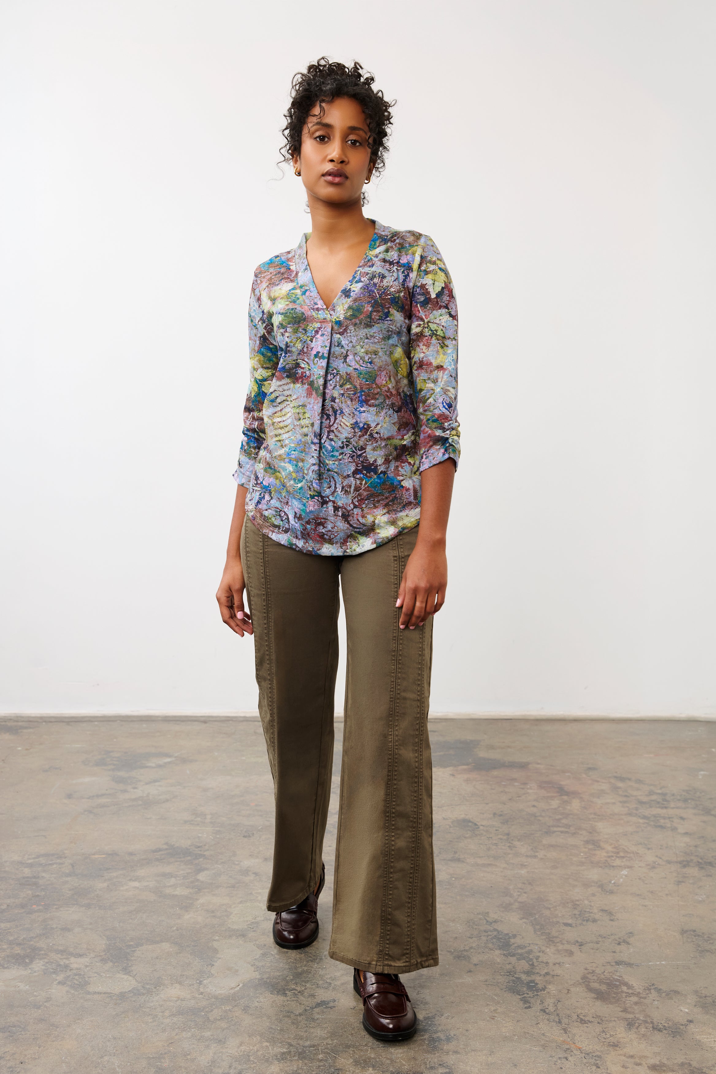 FDJ Olivia Wide Leg Double Seam Pant - Olive