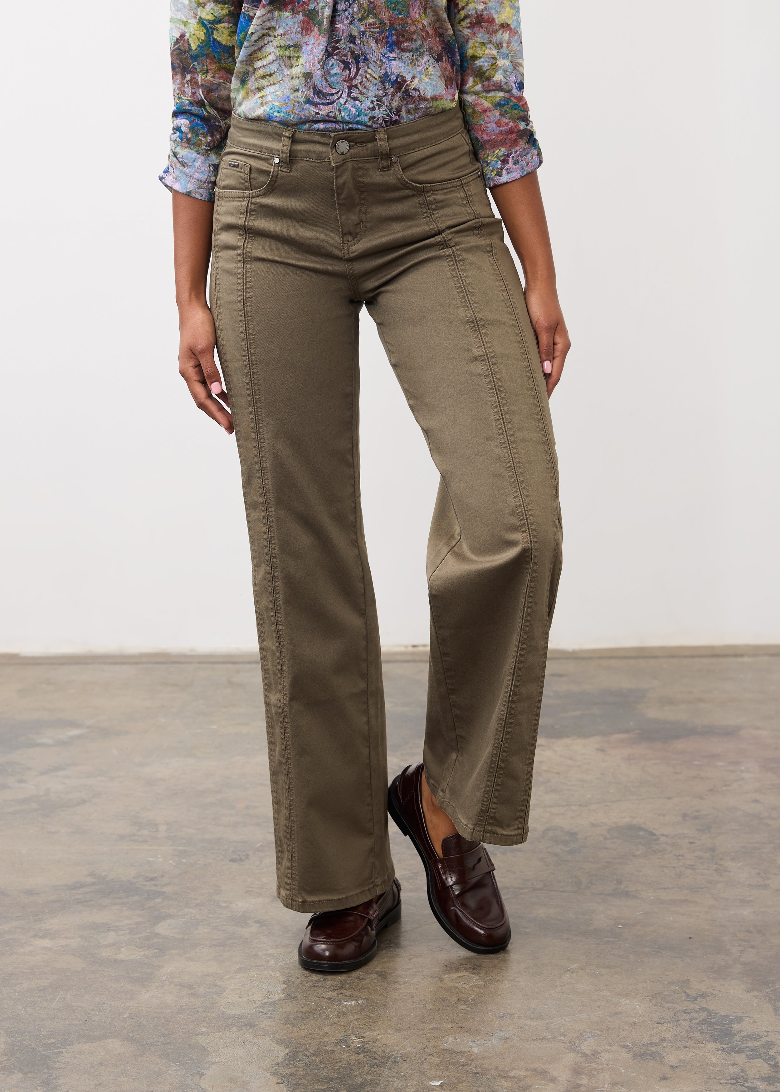 FDJ Olivia Wide Leg Double Seam Pant - Olive