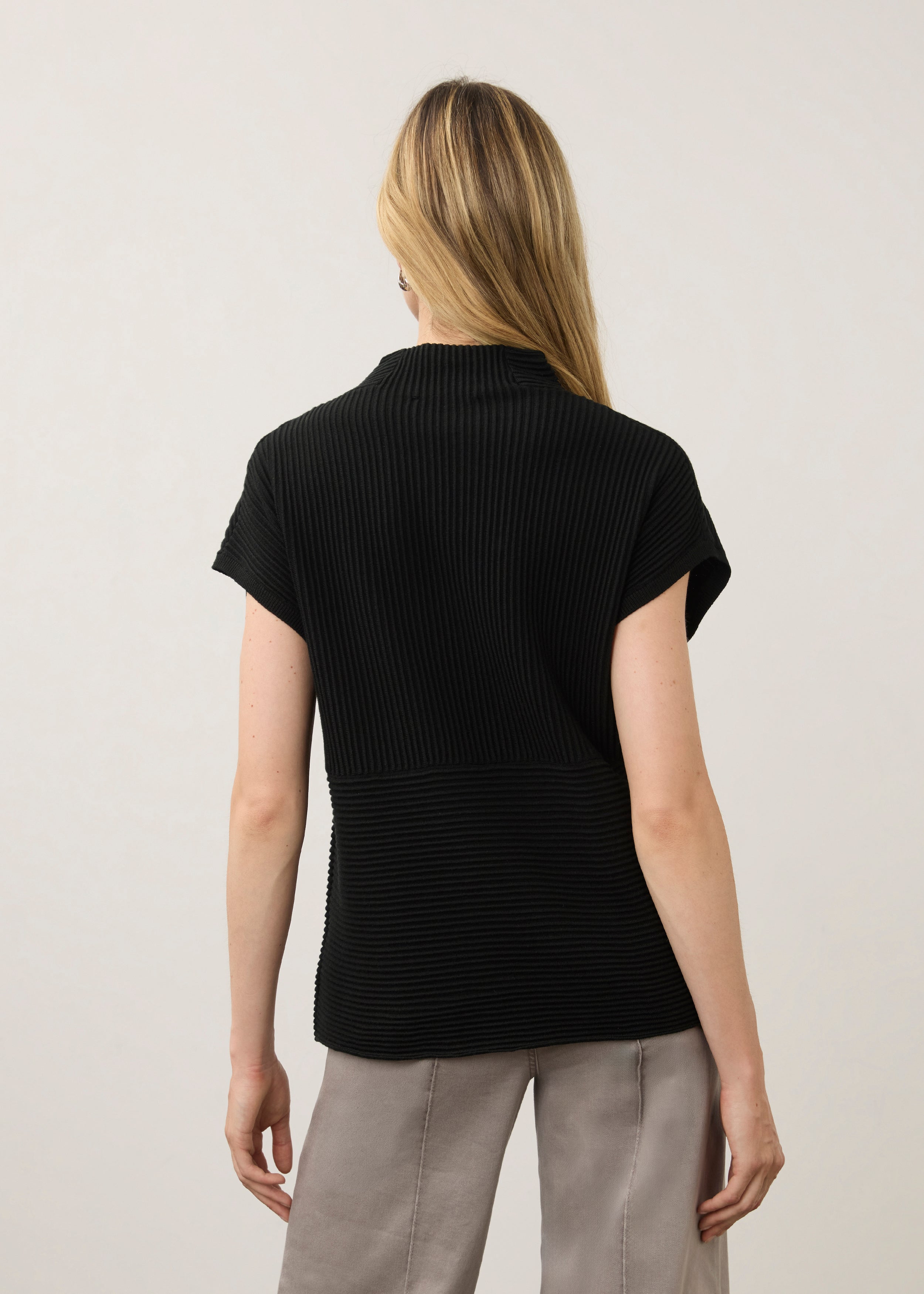 FDJ Ottoman Cap Sleeve Sweater - Black