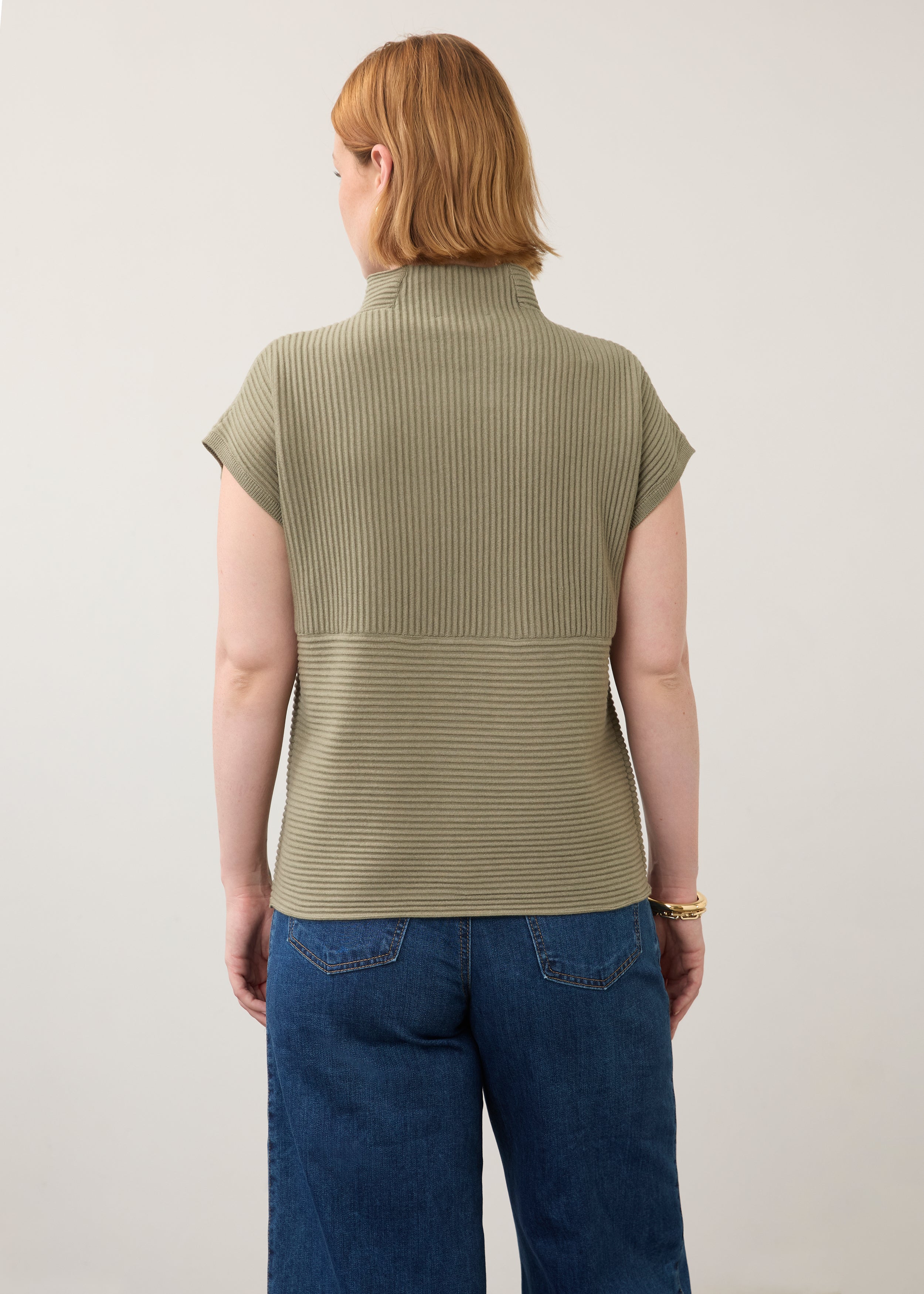 FDJ Ottoman Cap Sleeve Sweater - Olive