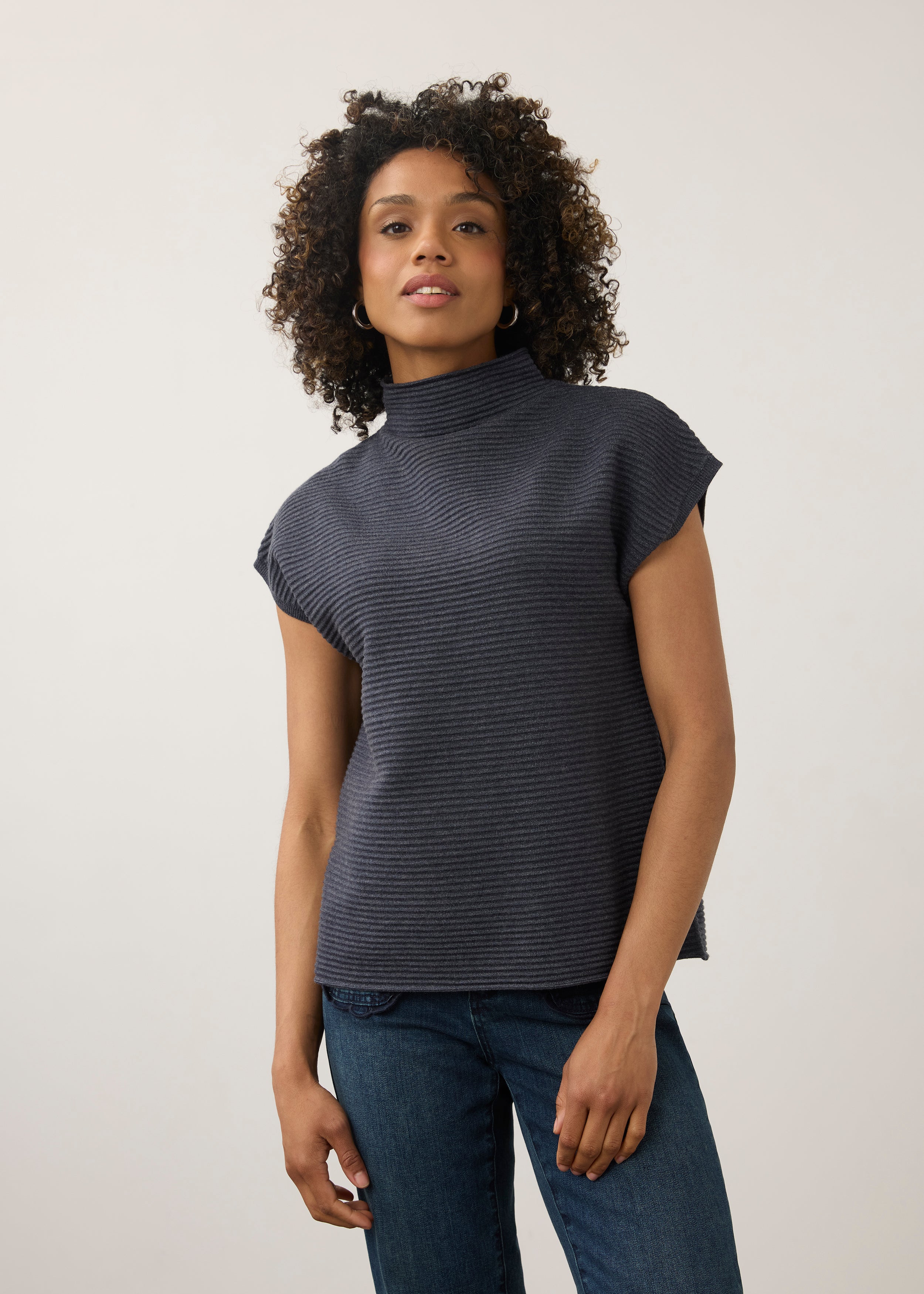 FDJ Ottoman Cap Sleeve Sweater - Storm