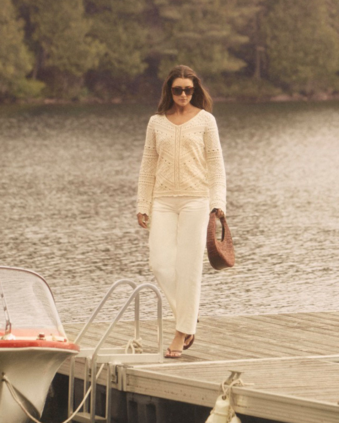 FDJ Pointelle Embroidered Sweater - Ivory