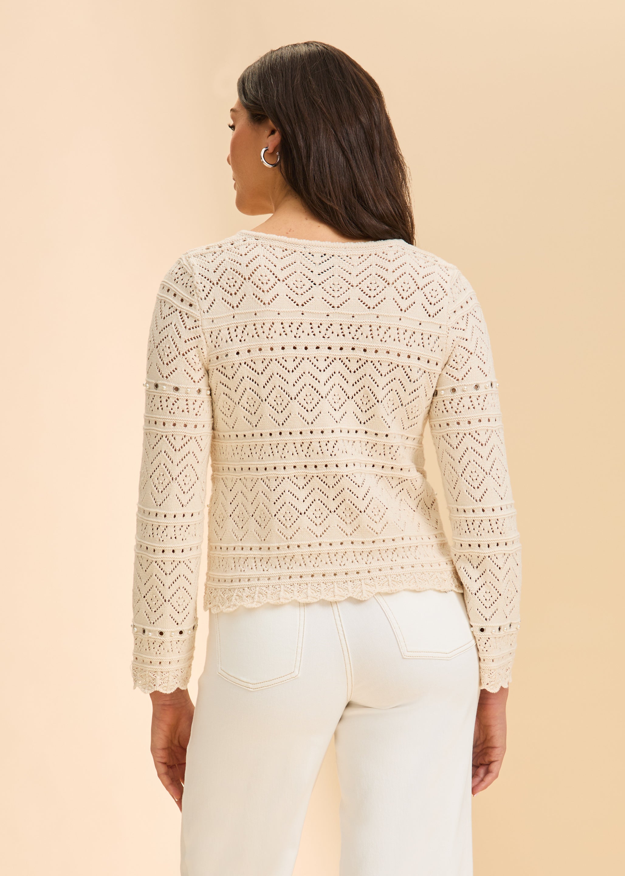 FDJ Pointelle Embroidered Sweater - Ivory