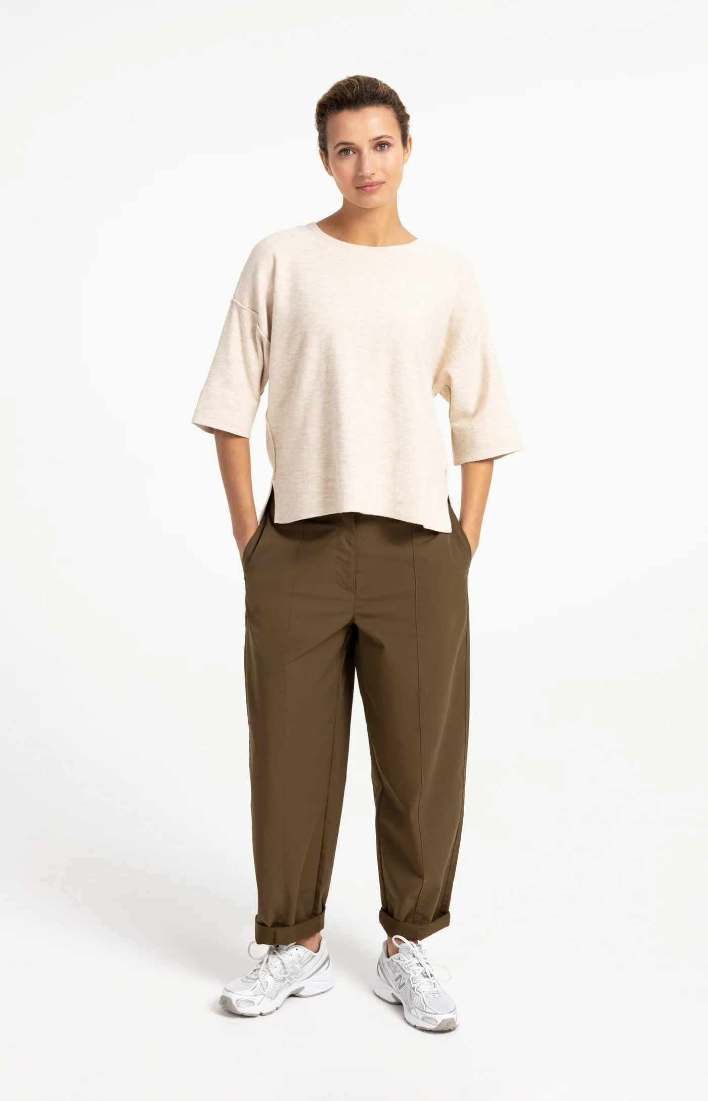 Yaya Oversized Knitted Tee - Peach Melange