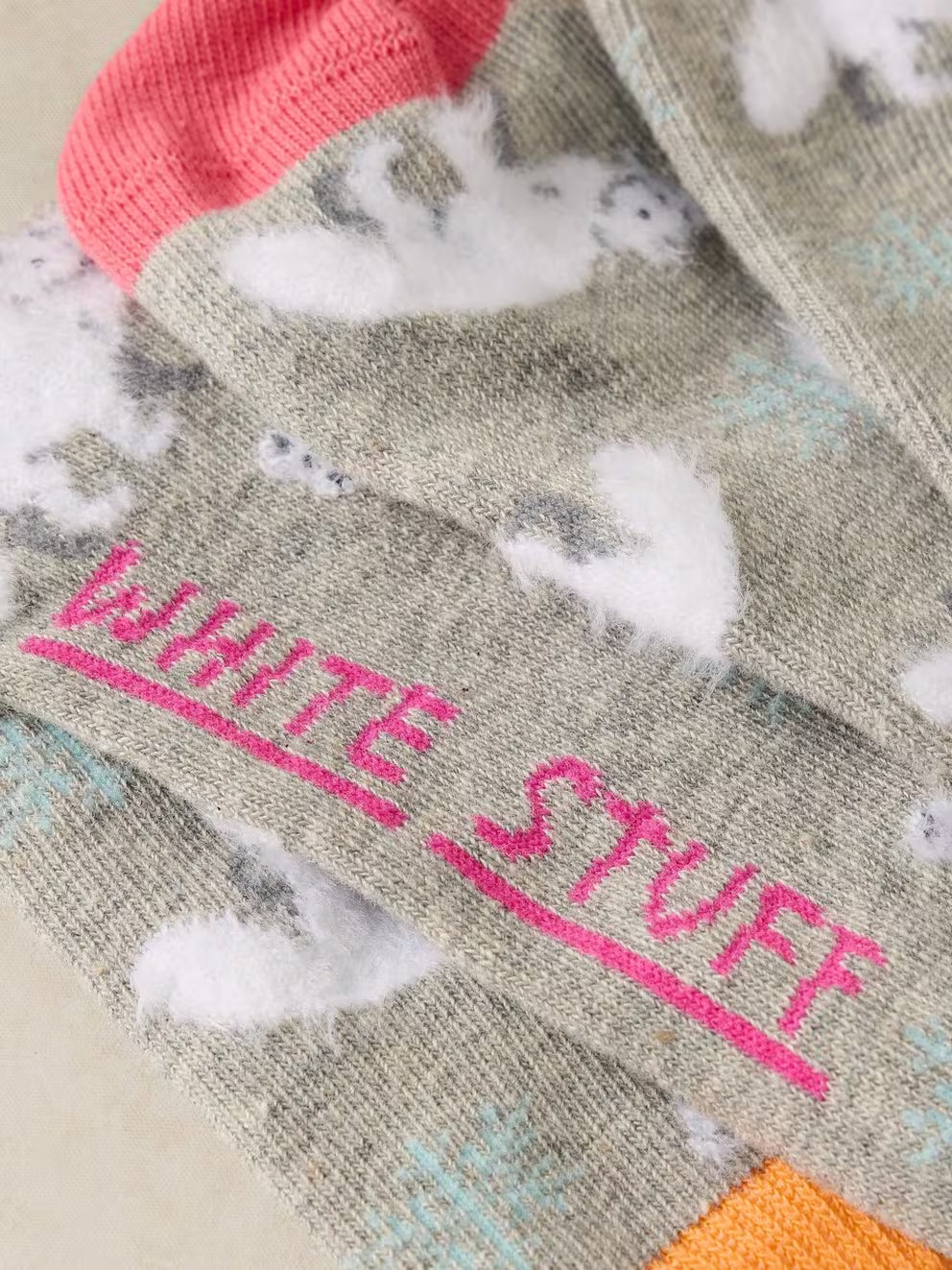 White Stuff Fluffy Arctic Fox Ankle Sock - Grey Multi
