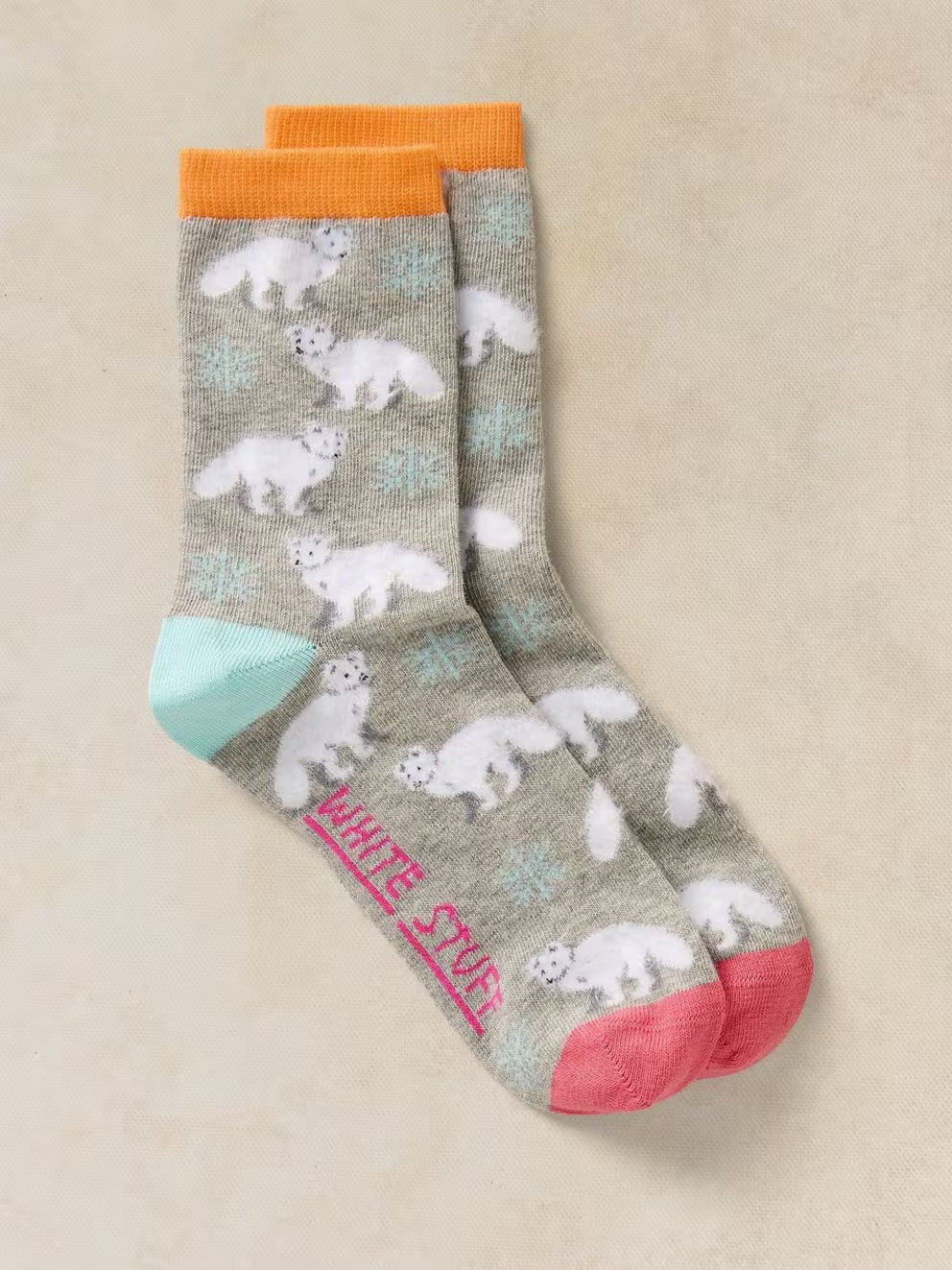 White Stuff Fluffy Arctic Fox Ankle Sock - Grey Multi