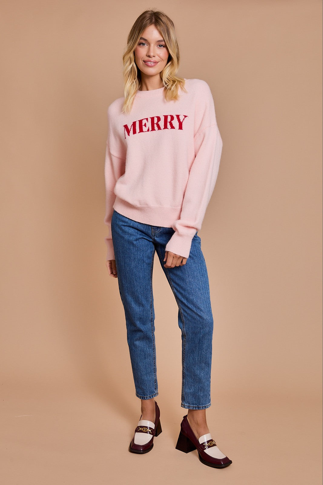 Gilli “Merry” Sweater - Blush-Red Clothing - Tops - Sweaters - Pullovers by Gilli | Grace the Boutique