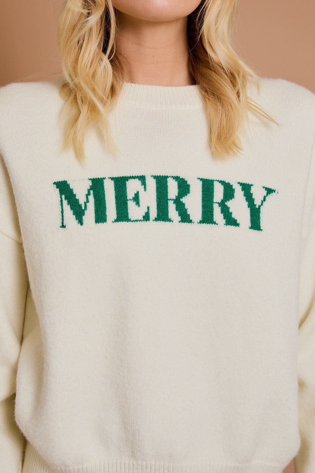 Gilli “Merry” Sweater - Ivory-Green Clothing - Tops - Sweaters - Pullovers by Gilli | Grace the Boutique