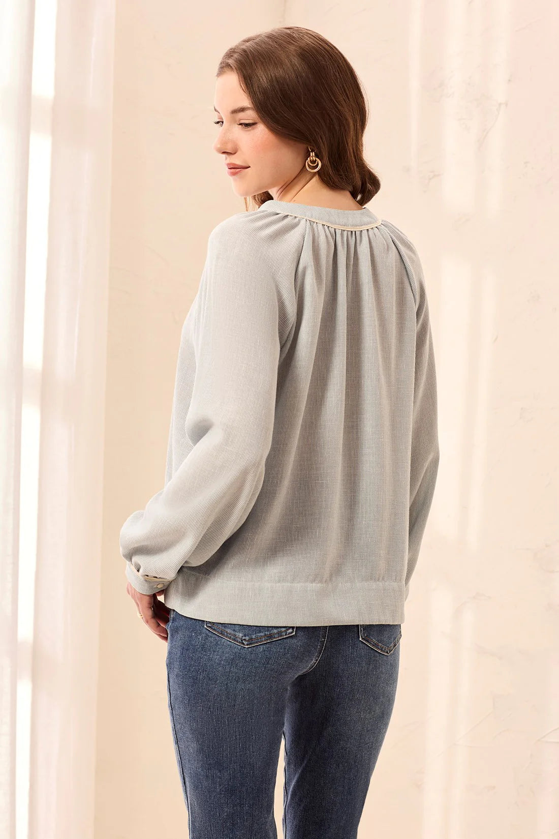 Tribal Goldie Blouse - Blue Fog