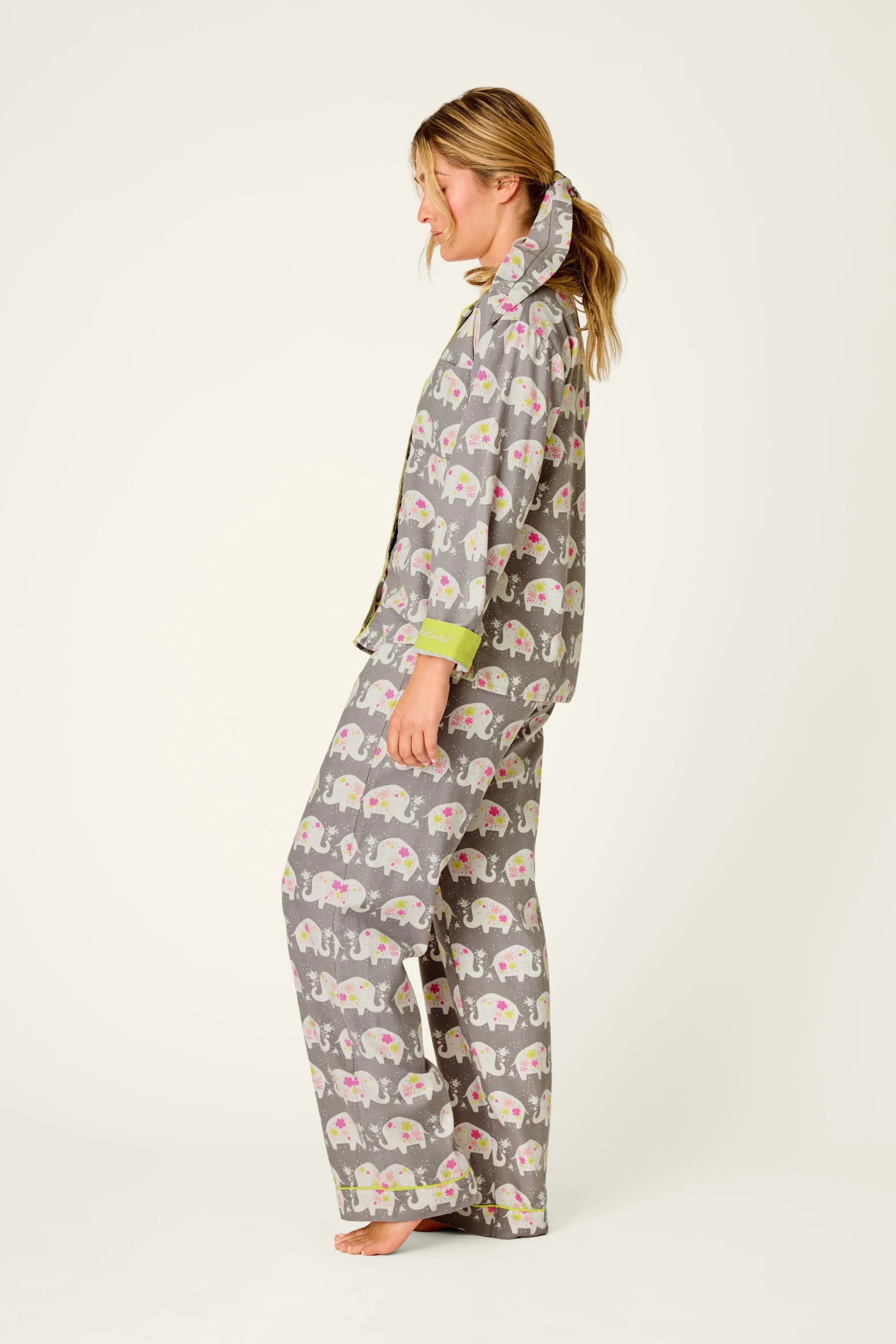 PJ Salvage Forever Favourite Flannel PJ Set - Hello Beautiful Grey