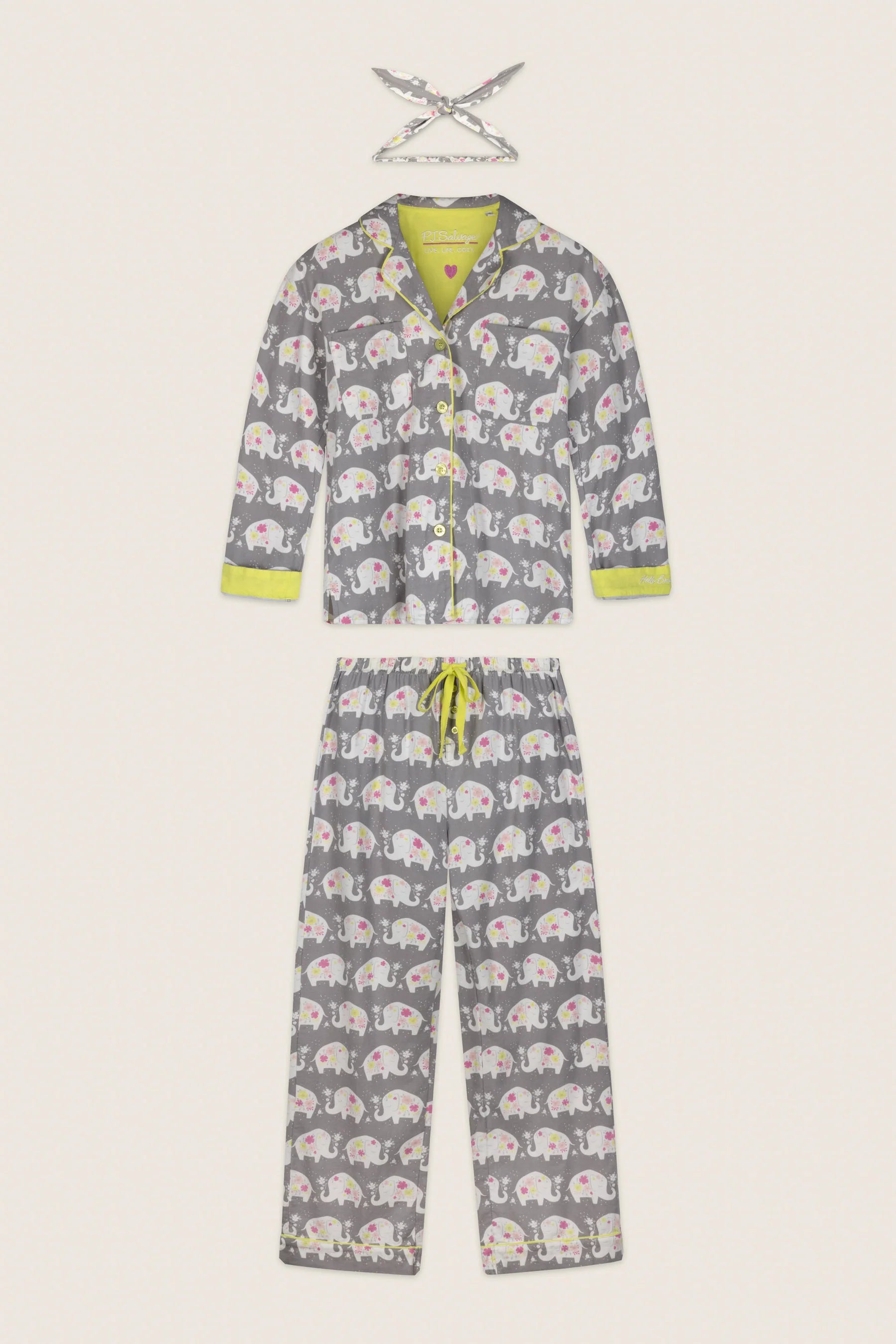 PJ Salvage Forever Favourite Flannel PJ Set - Hello Beautiful Grey