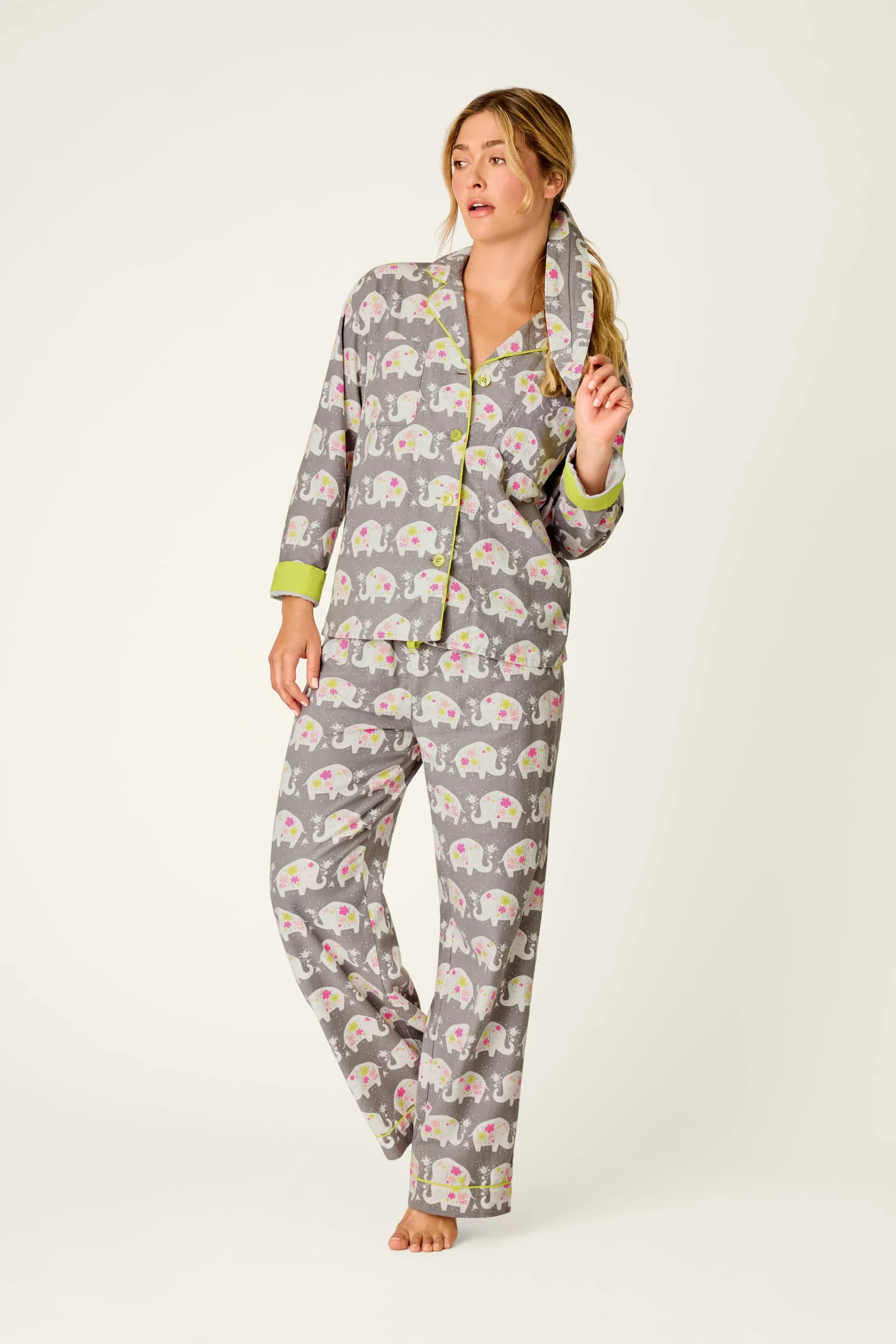 PJ Salvage Forever Favourite Flannel PJ Set - Hello Beautiful Grey