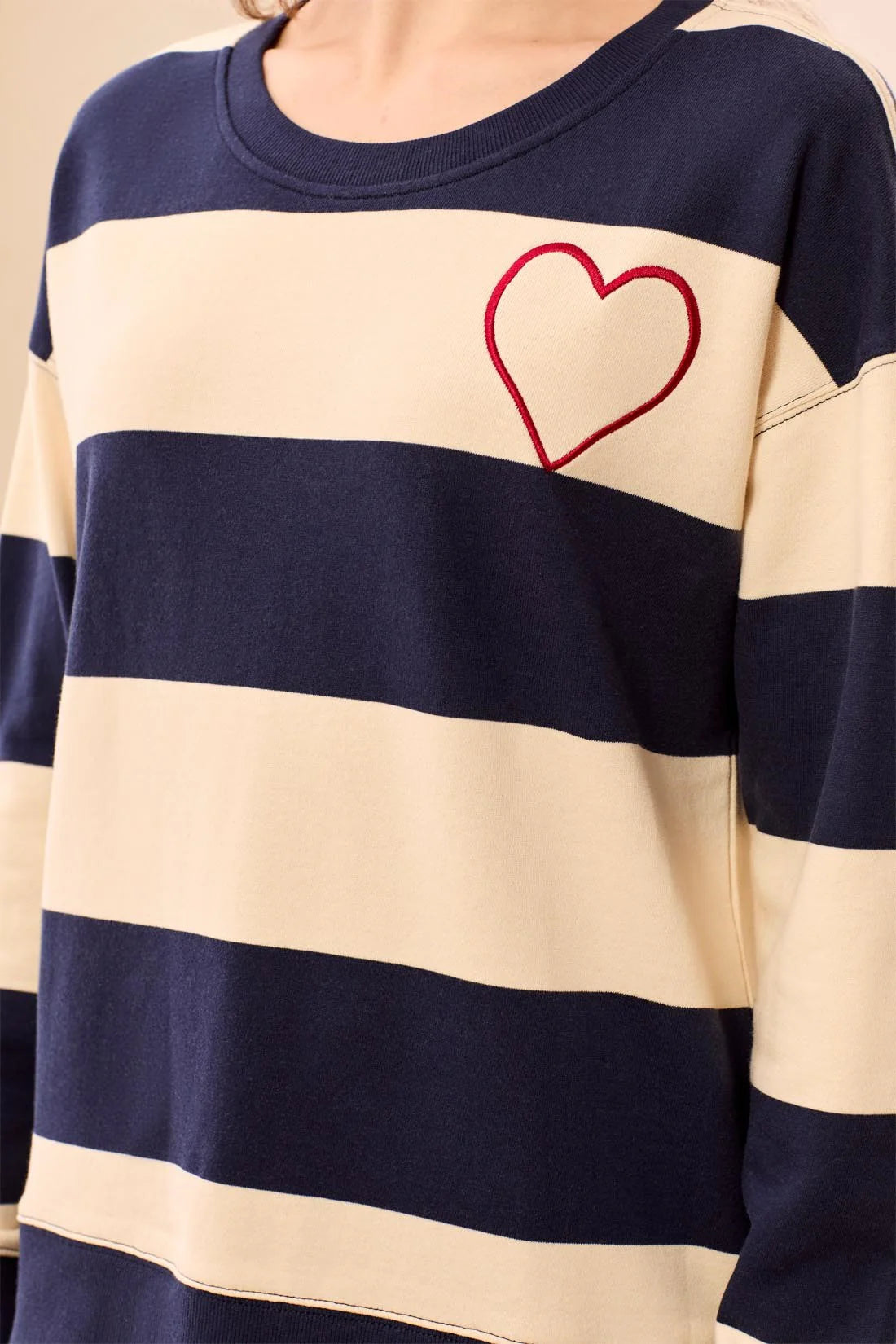 Tribal Striped Heart Sweater - Jet Blue