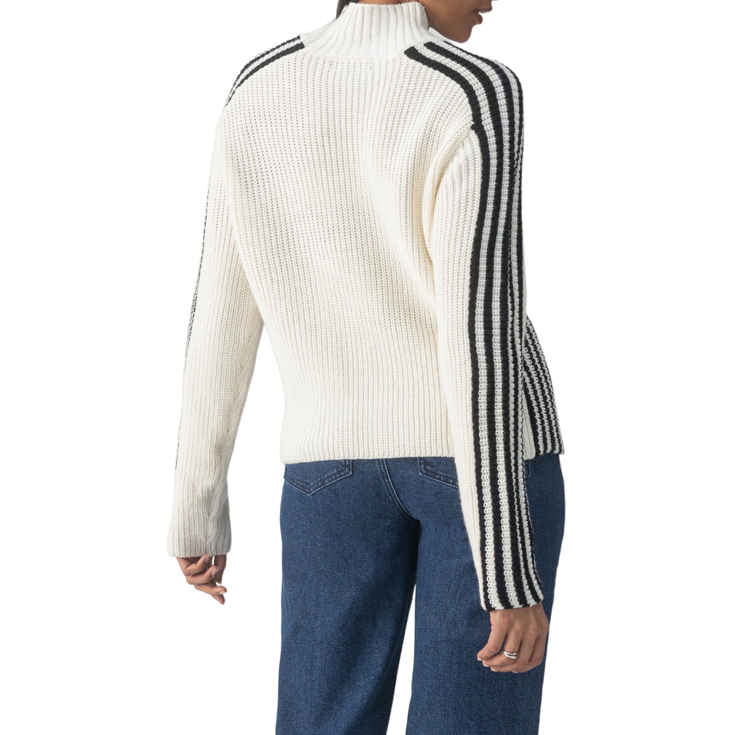 Sanctuary Sporty Stripe Mock Sweater - Chalk