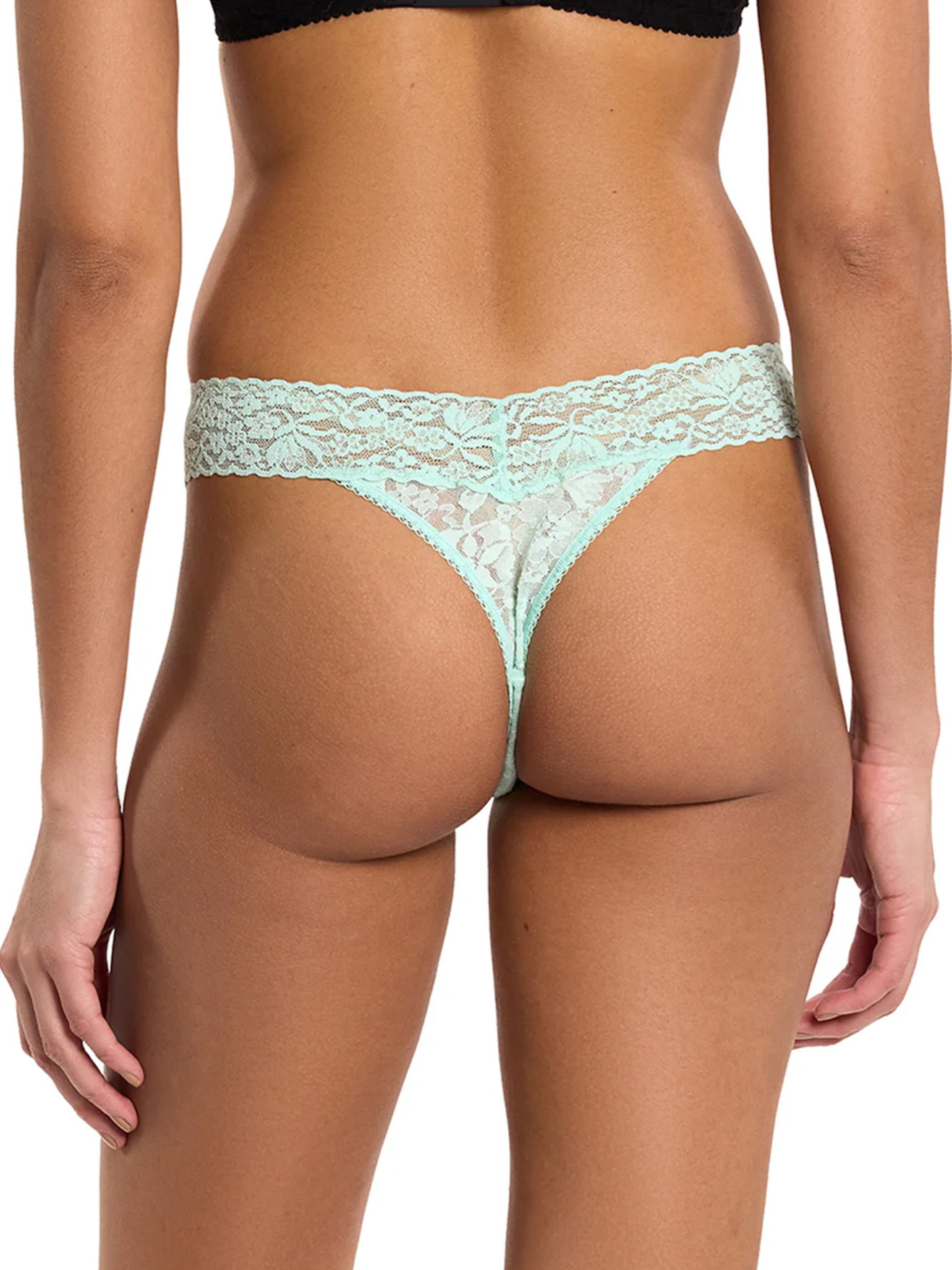 Hanky Panky Flora Lace Original Rise Thong - Mint Tea