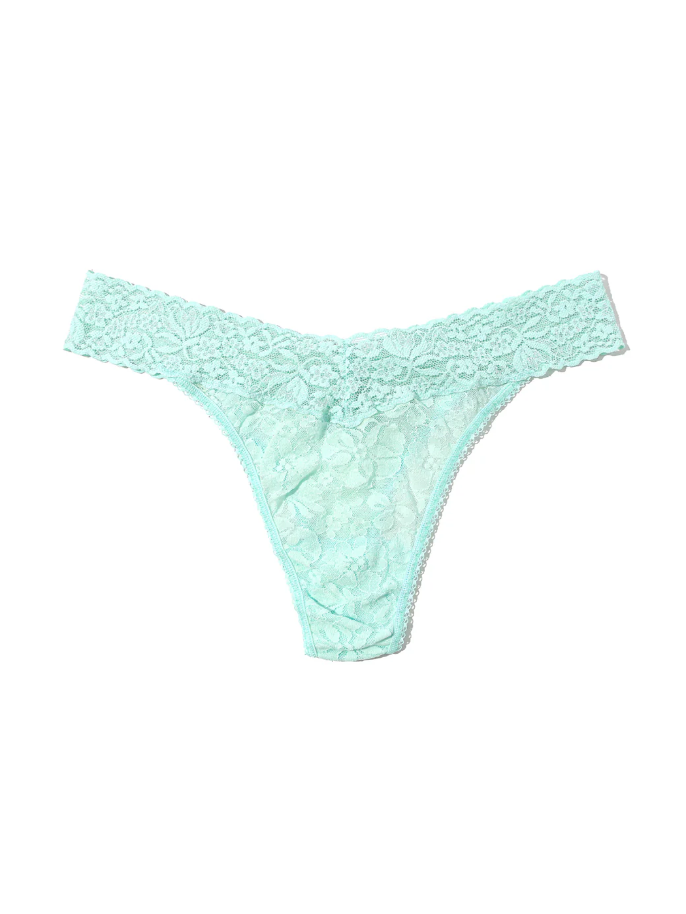 Hanky Panky Flora Lace Original Rise Thong - Mint Tea