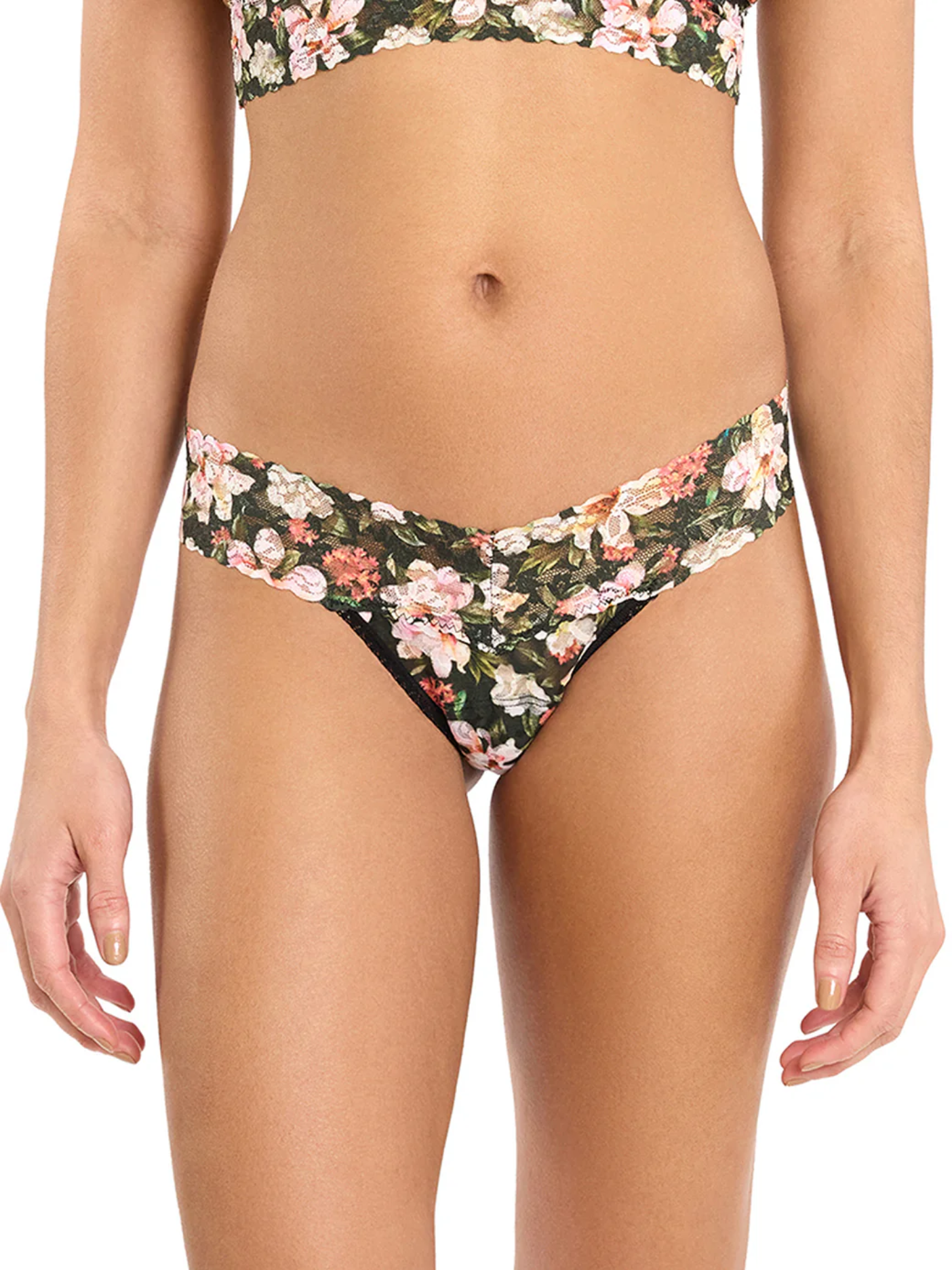 Hanky Panky Low Rise Print Thong - Dark Room Blooms