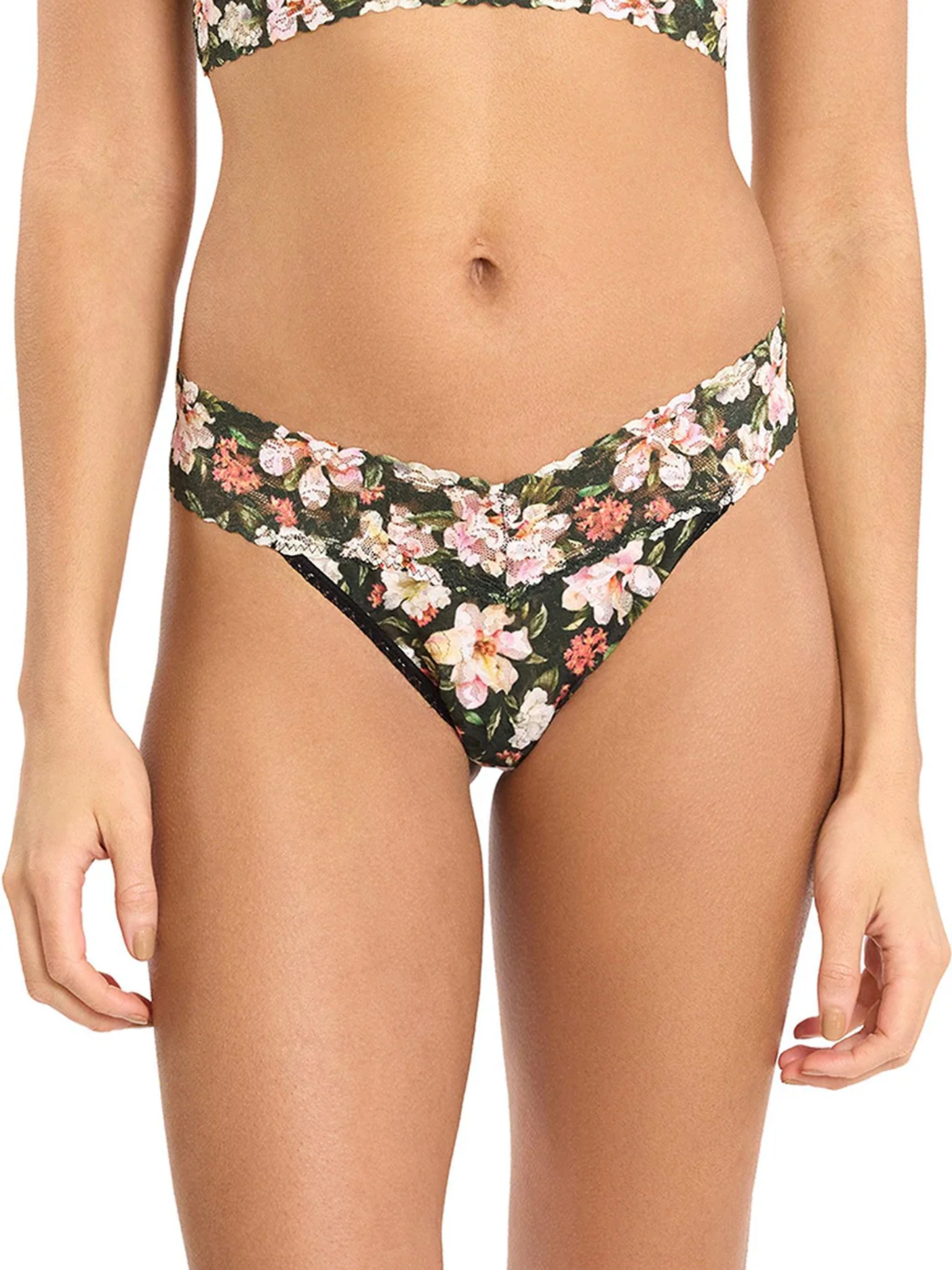Hanky Panky Original Rise Print Thong - Dark Room Blooms