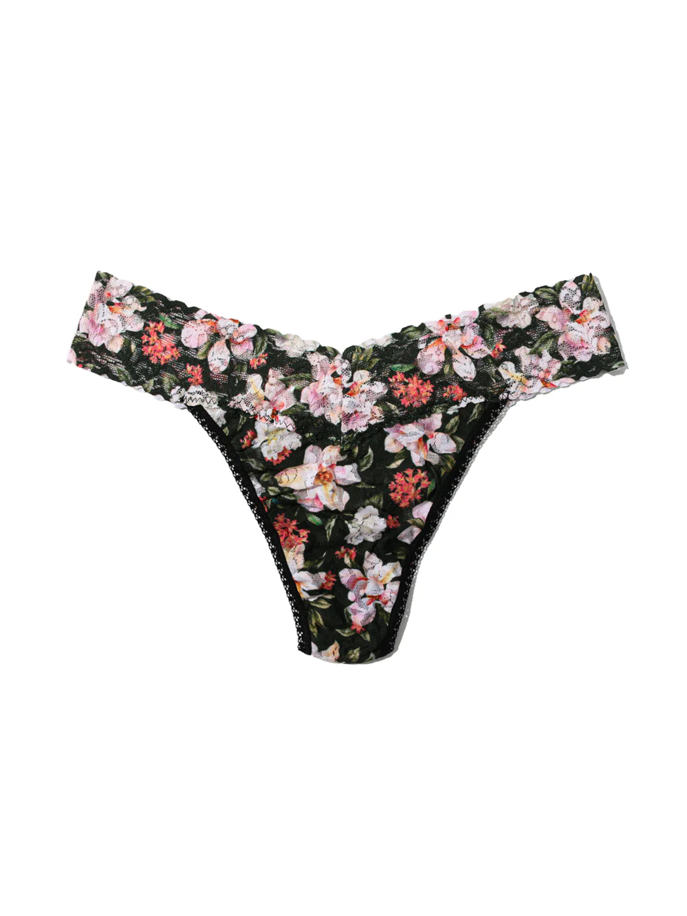 Hanky Panky Original Rise Print Thong - Dark Room Blooms