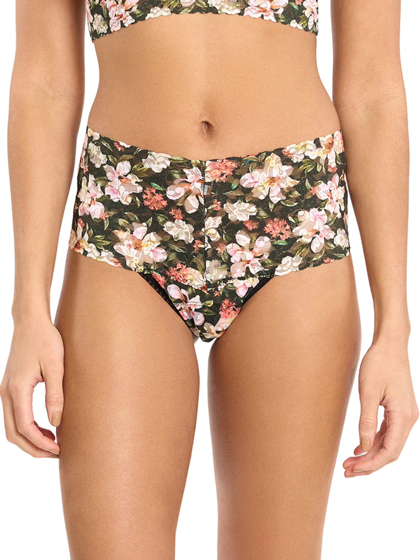 Hanky Panky Printed Retro Thong - Dark Room Blooms