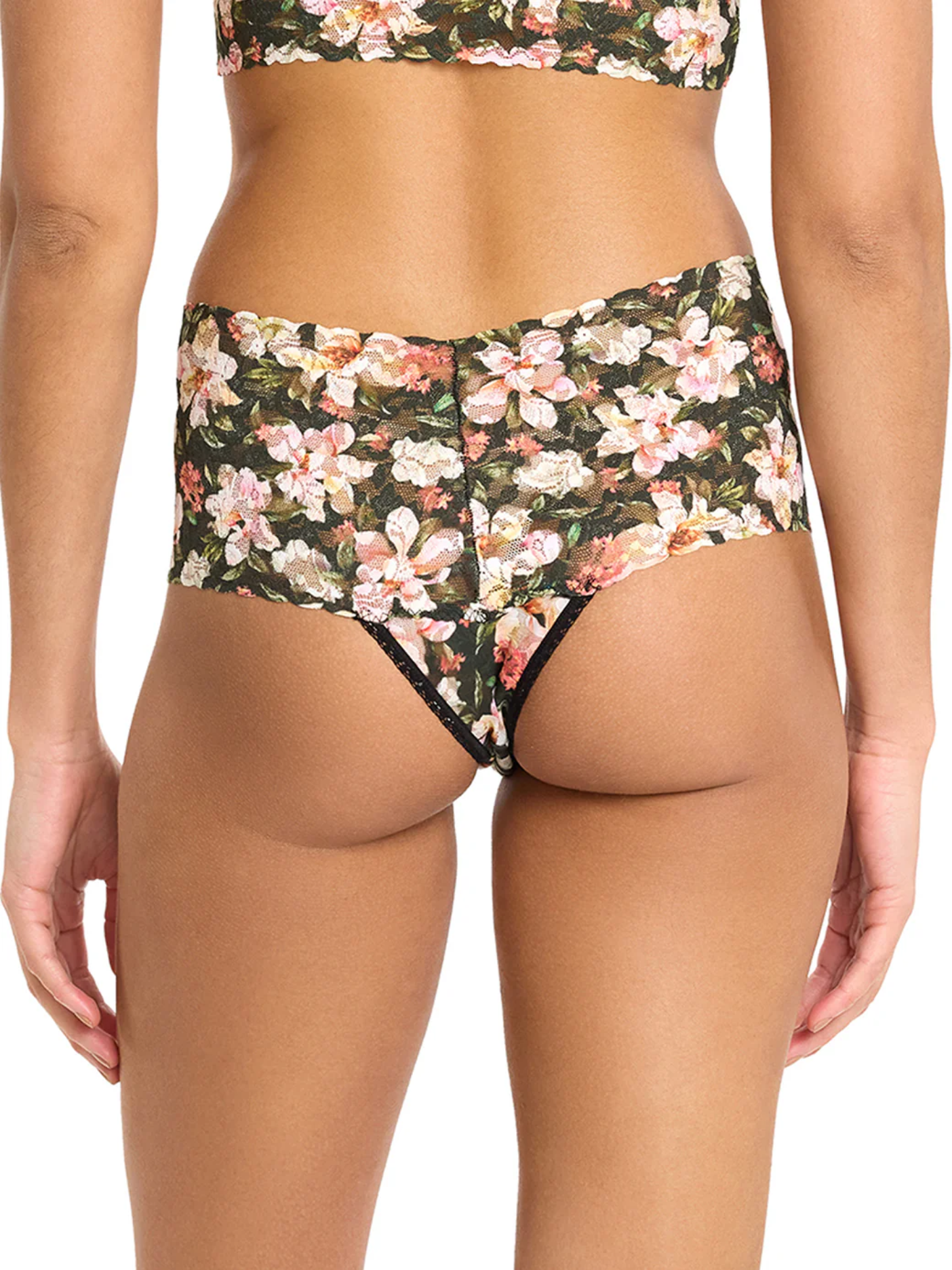 Hanky Panky Printed Retro Thong - Dark Room Blooms