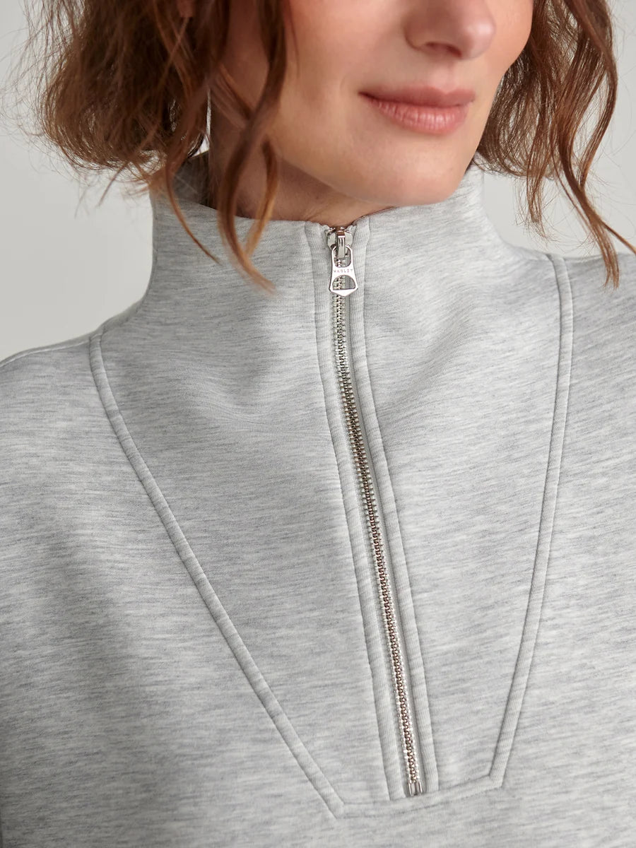 Varley Hawley Half Zip - Light Grey Marl