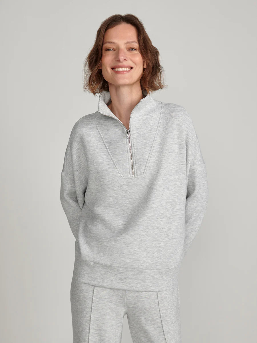 Varley Hawley Half Zip - Light Grey Marl