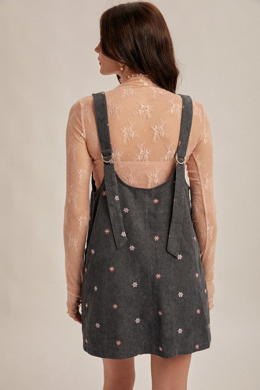 Hem & Thread Floral Pinafore - Teal