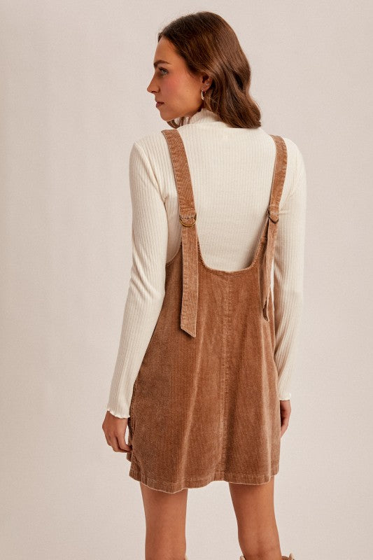 Hem & Thread Snow Wash Cord Pinafore - Taupe